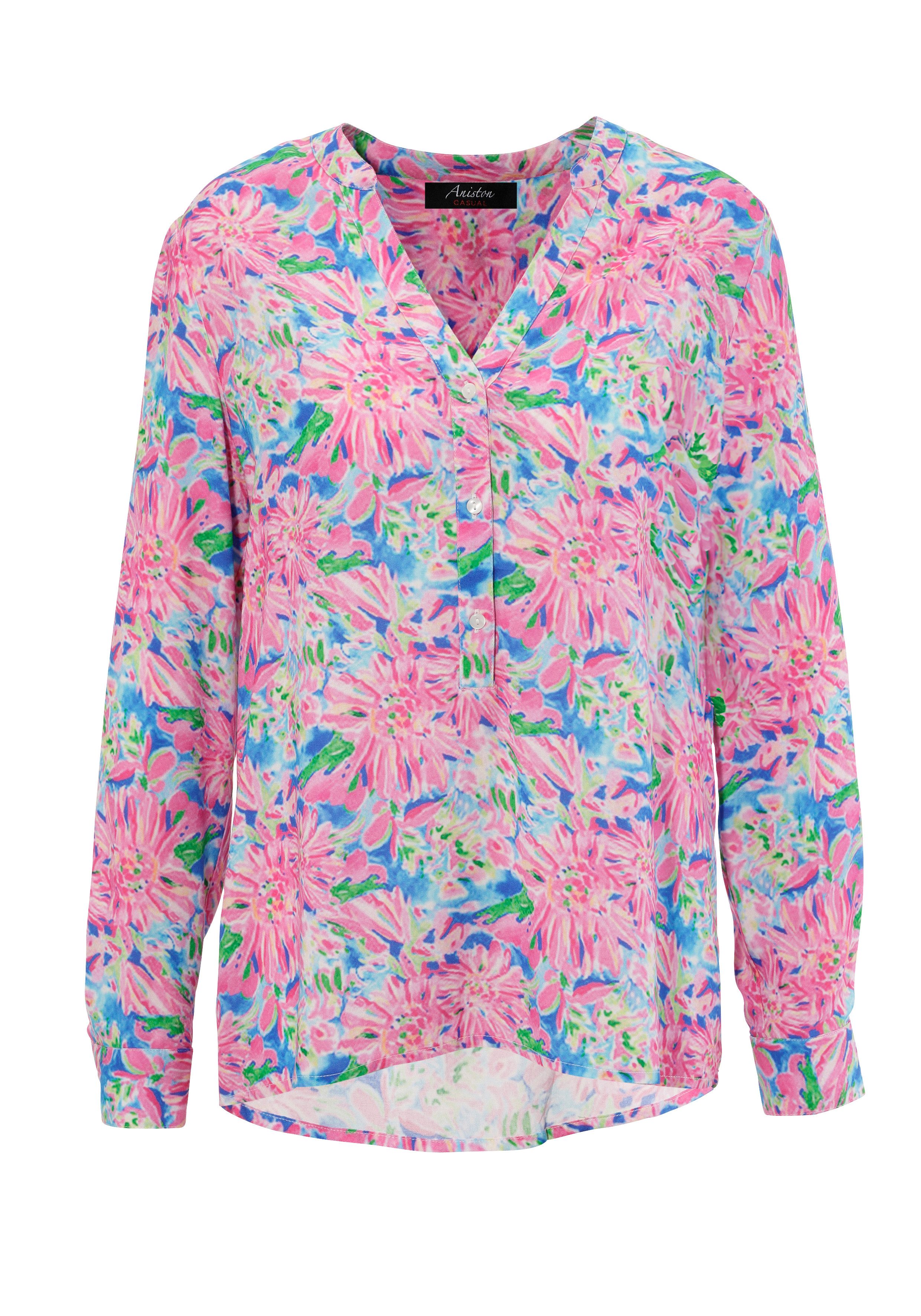 Aniston CASUAL Blouse zonder sluiting met kleurrijke, schilderachtige bloemenprint