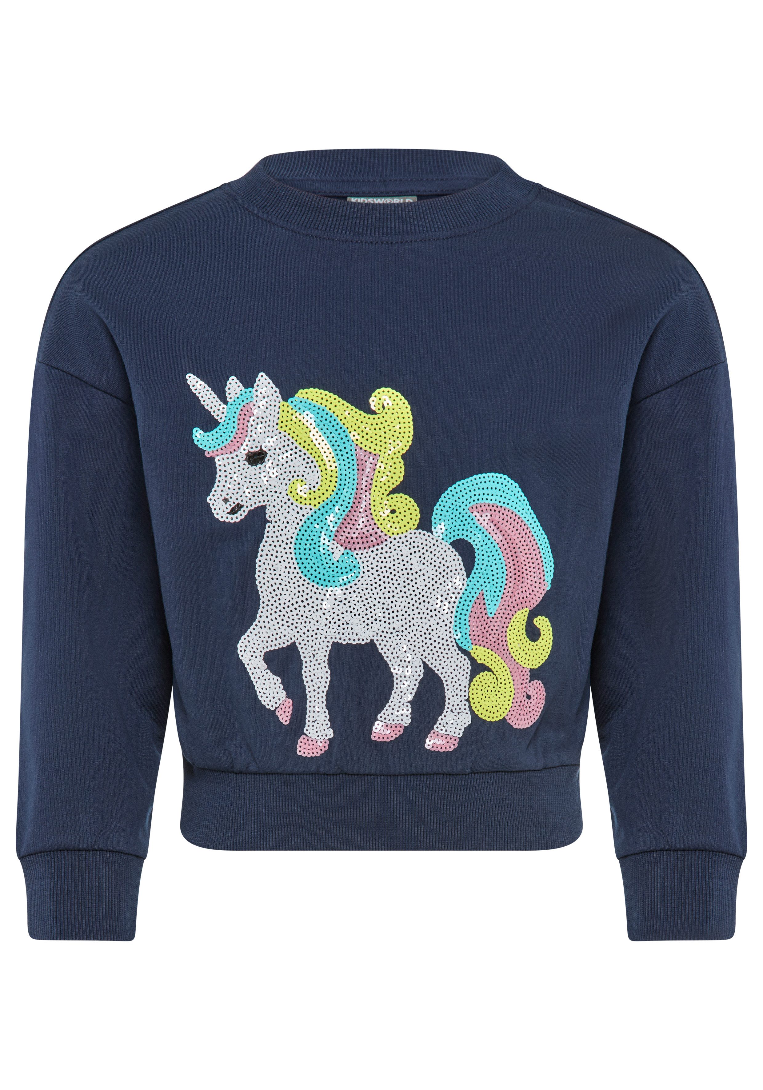 KIDSWORLD Sweatshirt Eenhoorn-applicatie voor kleine meisjes