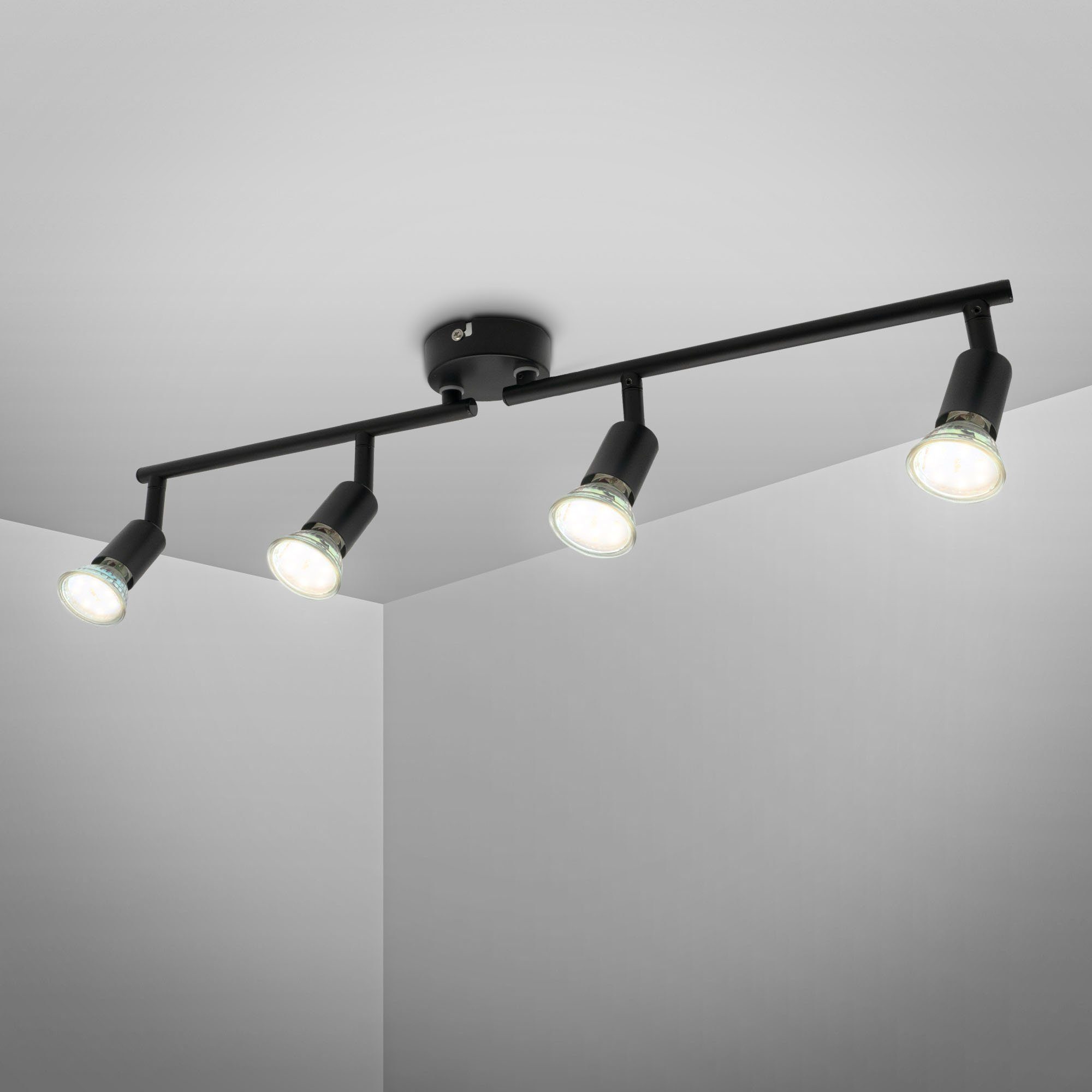 B.K.Licht Ledplafondspot voor buiten BK_DS1546 Plafondlamp, Zwenkbaar, Zwart, Incl. GU10 lamp...