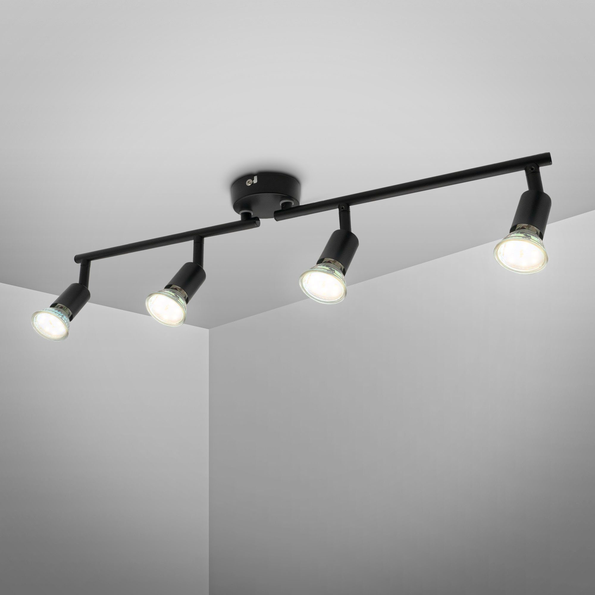 B.K.Licht Led-plafondspot BK_DS1546 Deckenleuchte, Schwenkbar, Schwarz, Inkl. GU10 Leuchtmittel (1 s