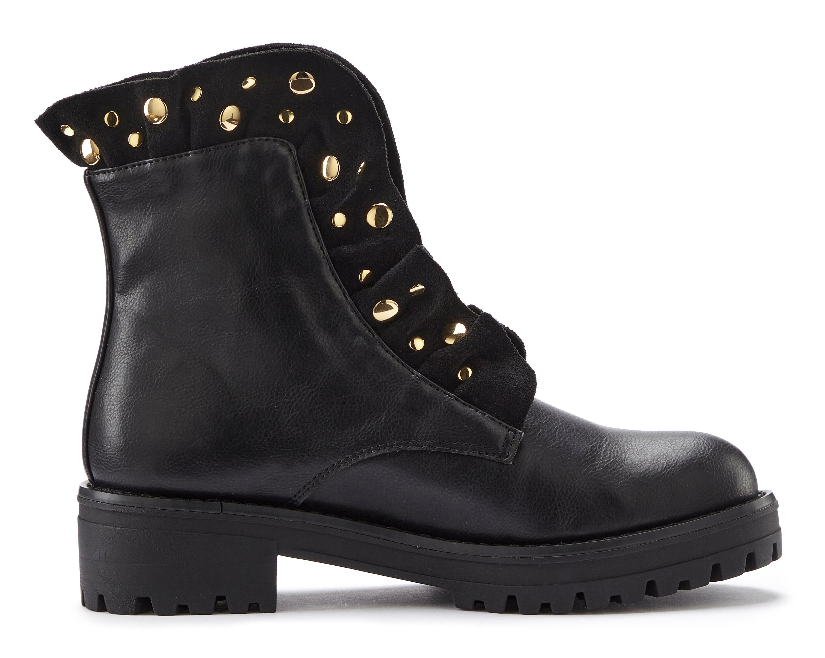 Lascana Laarzen met ritssluiting met glinsterende steentjes en kleine ruches, laarsjes, ankle boots