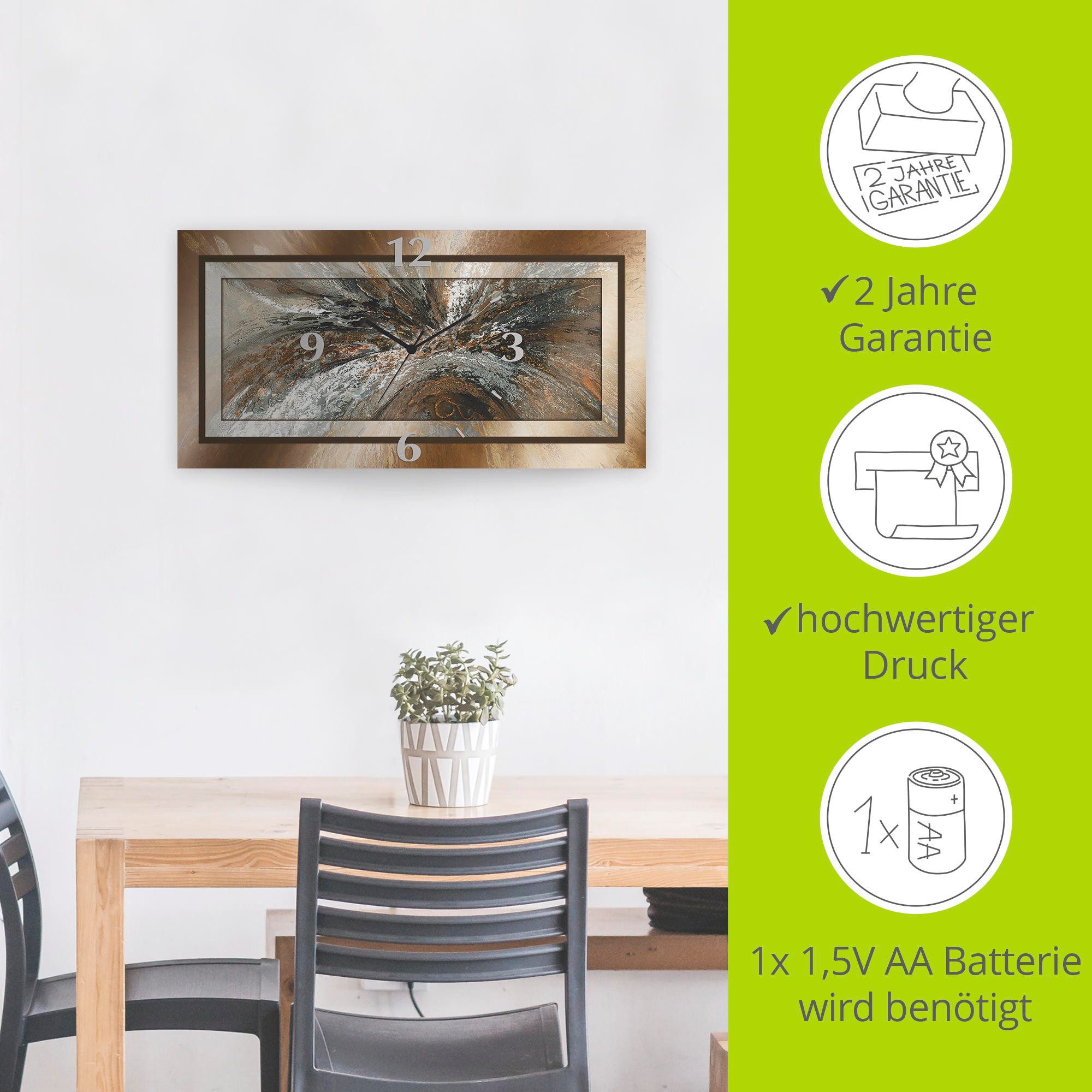 Artland Wandklok Goudkleur abstract 1 3d-look geschulpt, met kwarts- of radiografisch uurwerk, verschillende maten
