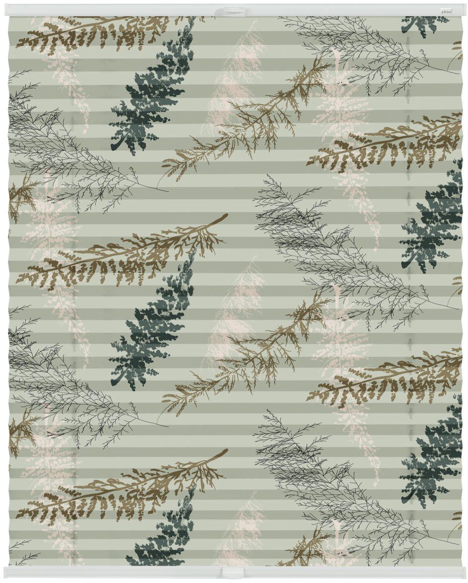 LICHTBLICK Plissé Klemmfix, zonder boren, ondoorzichtig, Fir Branches - groen (1 stuk)