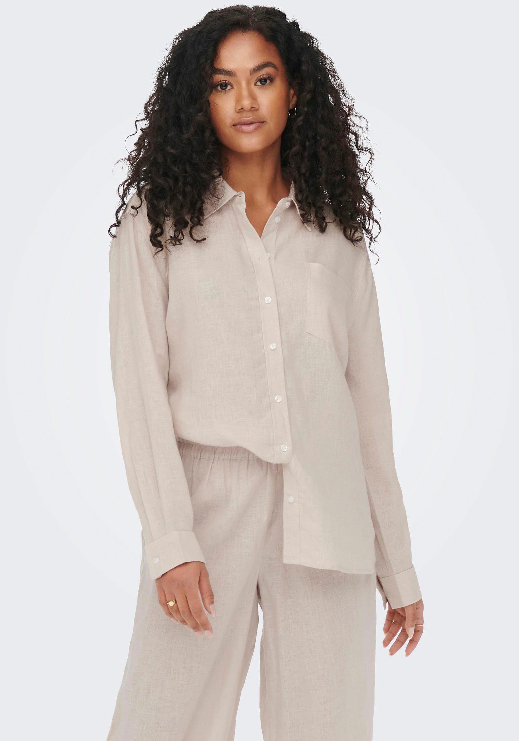 Only Lange blouse ONLTOKYO L/S LINEN BLEND SHIRT