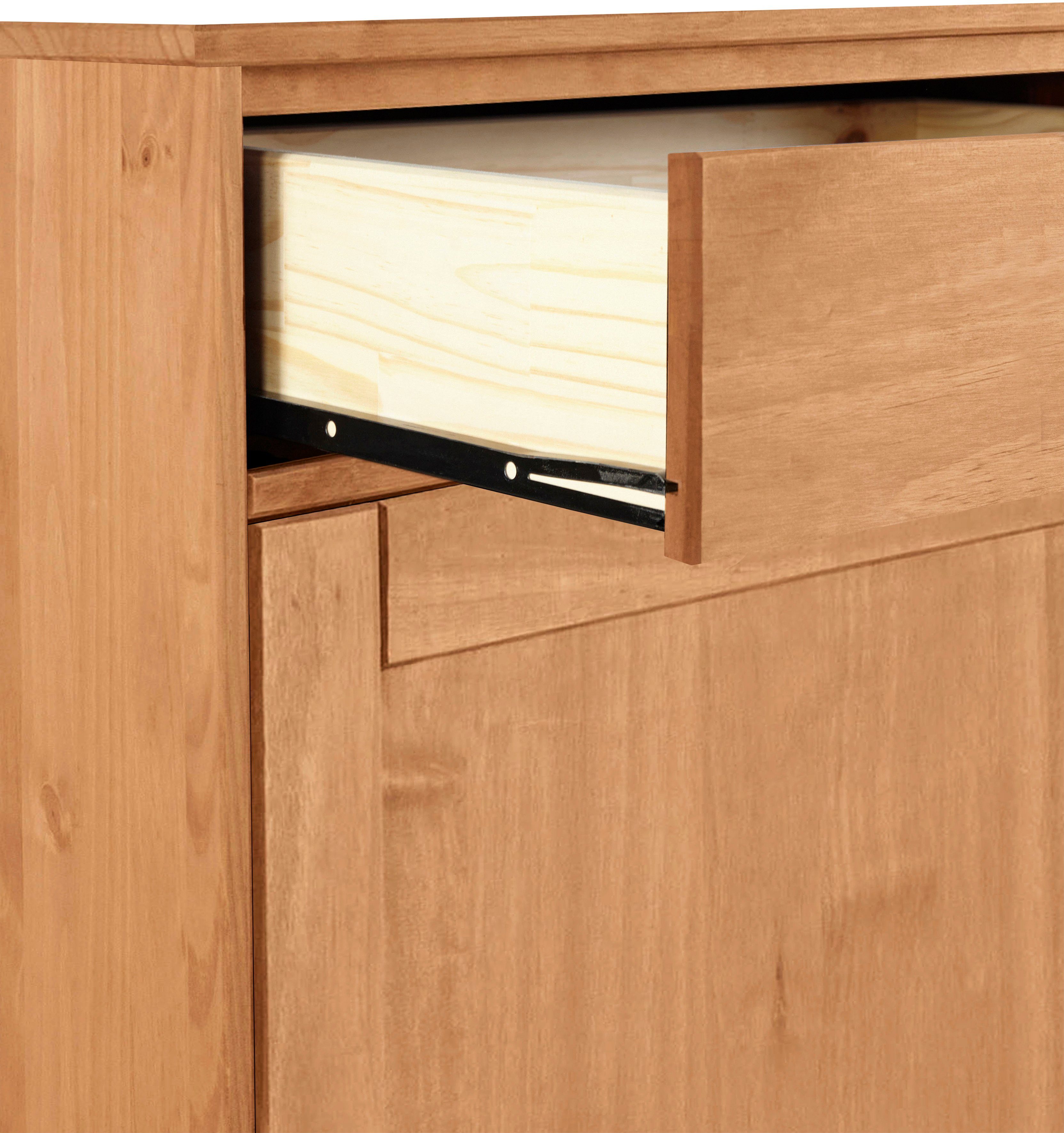 Home affaire Dressoir Schröder Commode, 2 schuifdeuren, 2 lades, van massief dennenhout