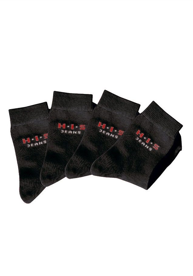 H.I.S Basic sokken met contrastkleurig logo (set, 4 paar)