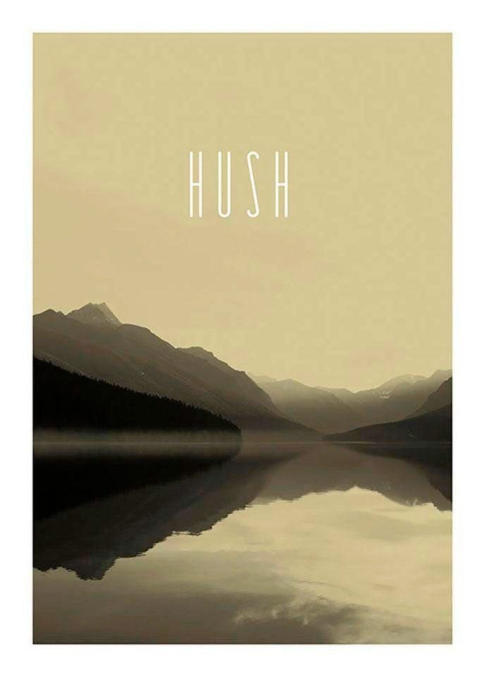 Komar Poster Word Lake Hush zandkleur Hoogte: 70 cm
