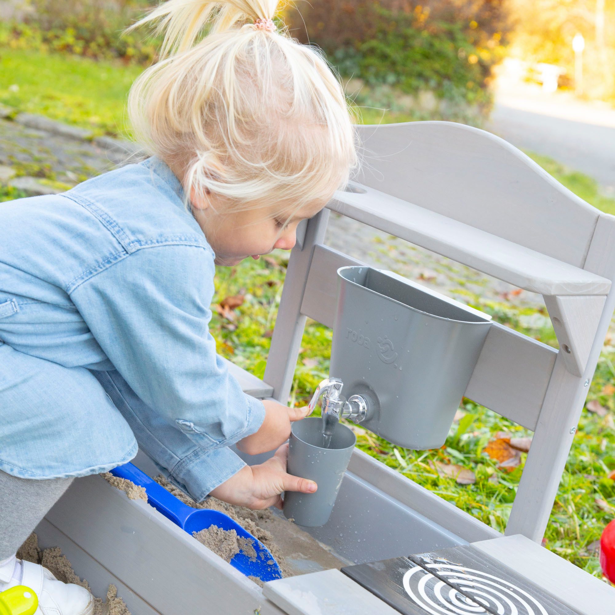 Roba® Outdoor-speelkeukentje Modderkeuken, grijs gelazuurd, van hout