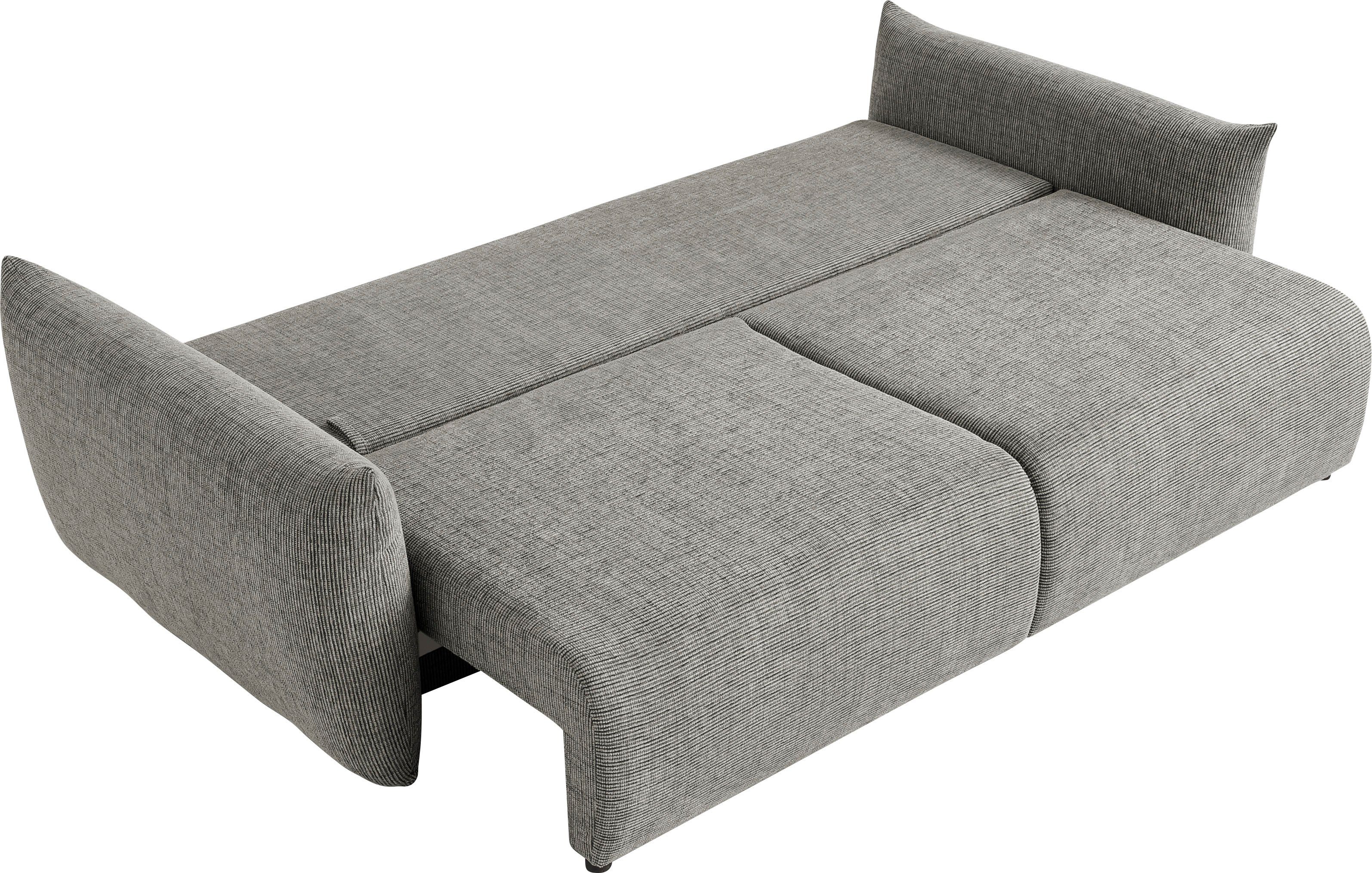 INOSIGN 3-zitsbank MAVAS slaapbank met bedlade ca. 240/108 cm (ligoppervlak 212/145 cm), ribfluweel, chenille, structuur