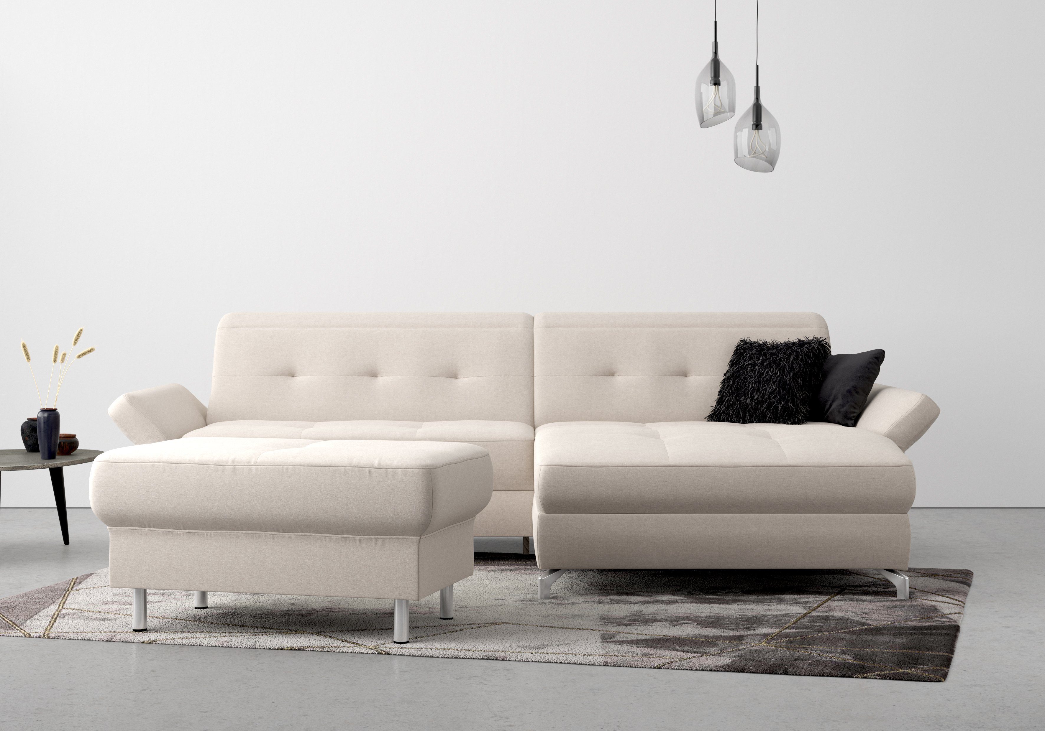INOSIGN Hocker Maredo Binnenveringsinterieur, passend bij de 'Maredo'-serie hockers maat Luxe-microvezel Euphoria beige