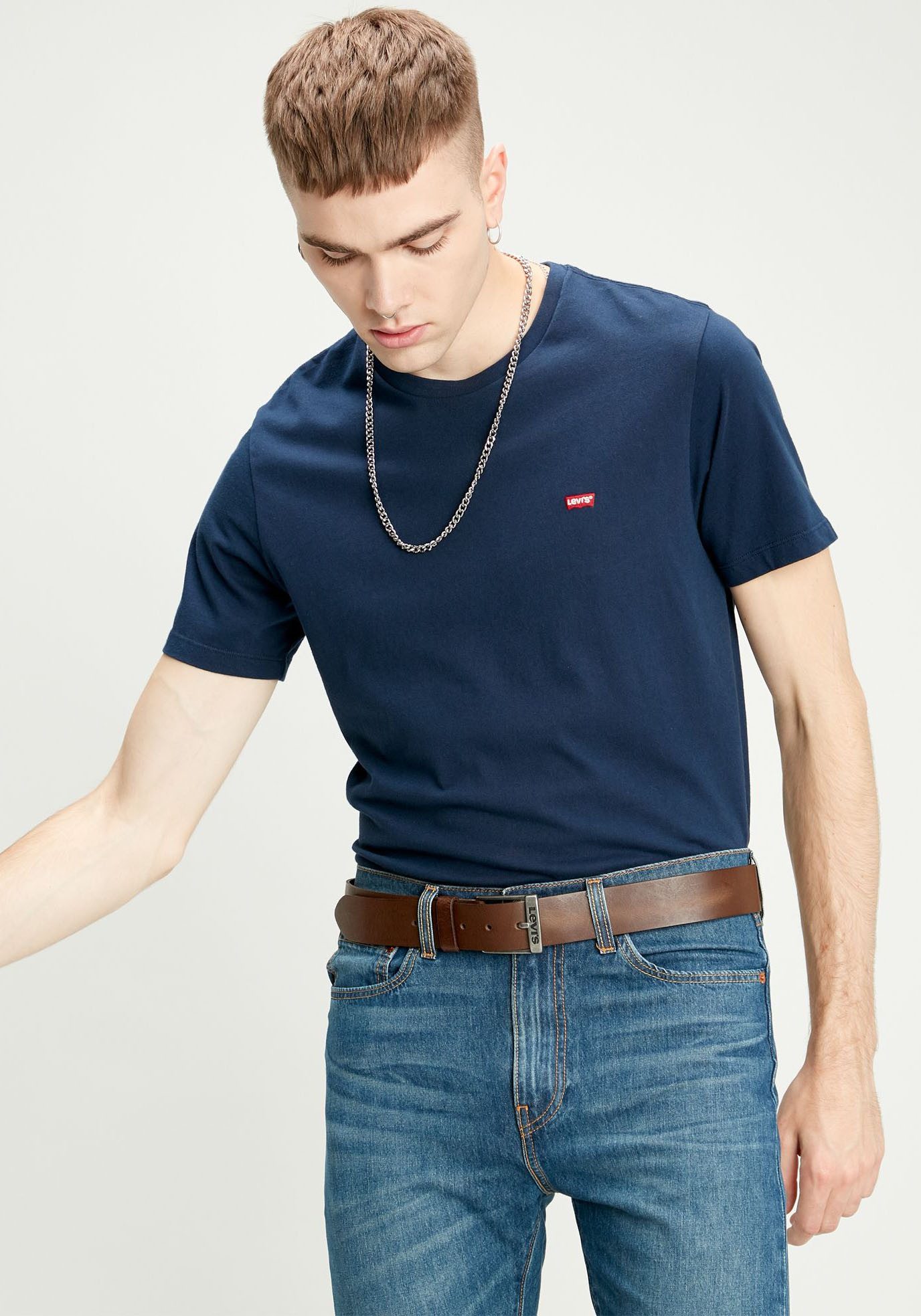 Levi's® Leren riem NEW DUNCAN met een gestempeld logo op de gesp