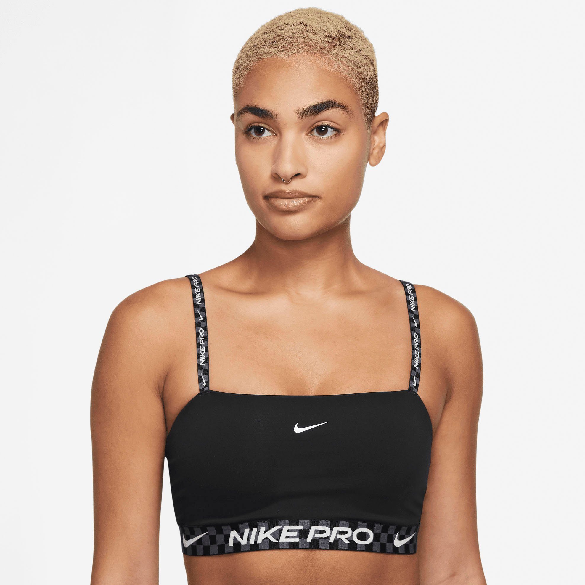 Nike - Pro Training - Indy - Dri-FIT - Bandeau-sport bh met lichte  ondersteuning in zwart met grafische print