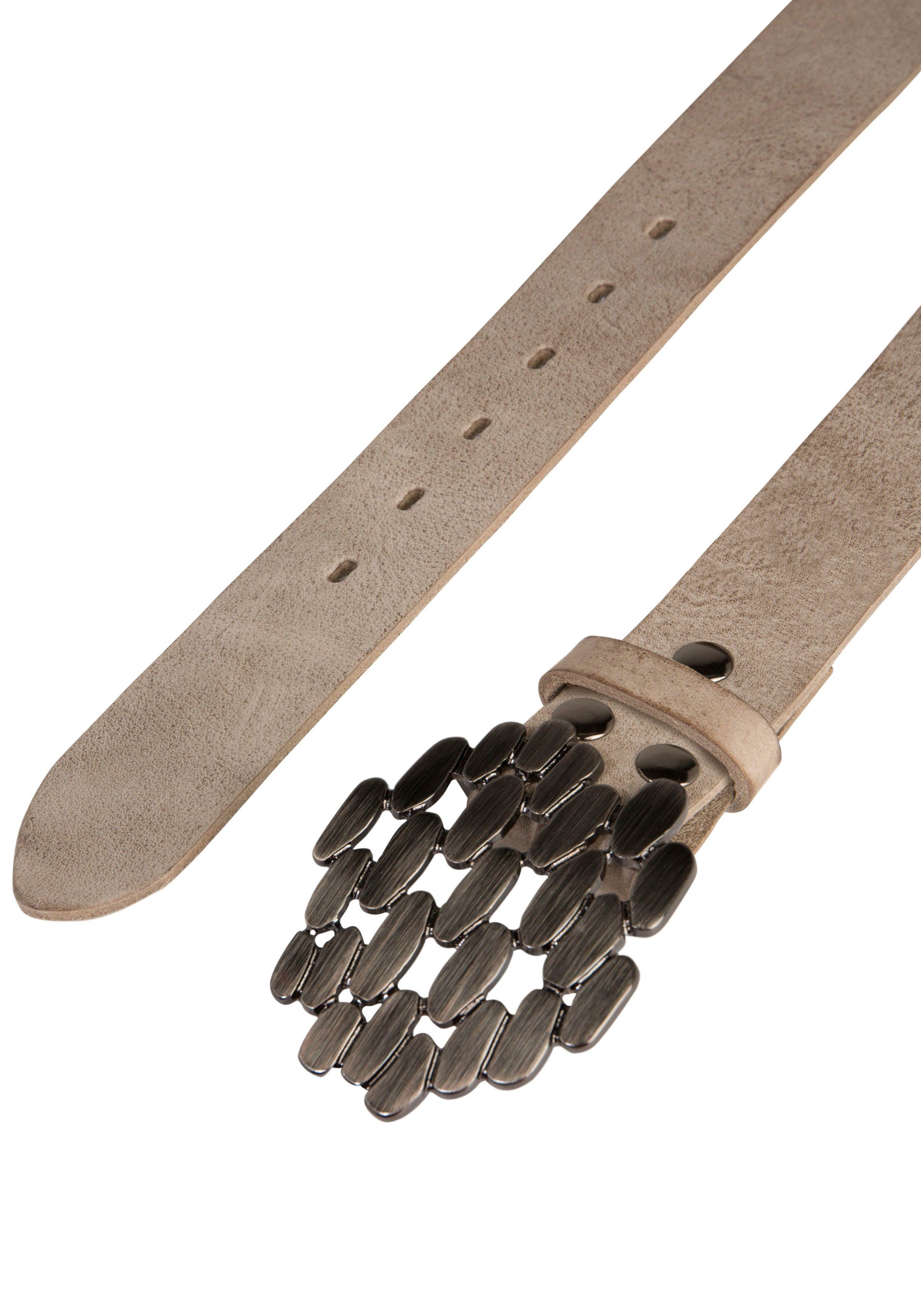 RETTUNGSRING by showroom 019° Leren riem met verwisselbare sluiting "steen"