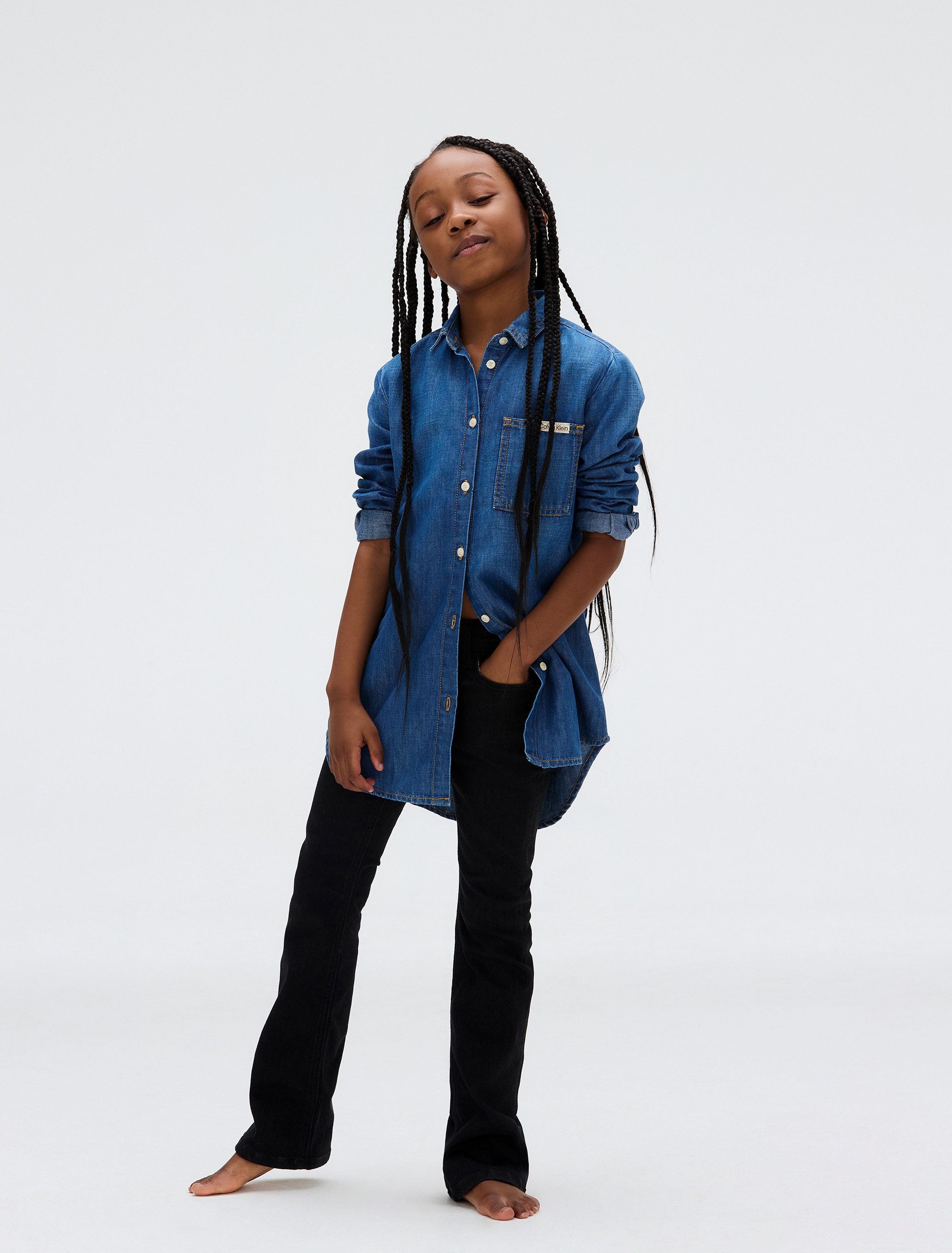 Calvin Klein Wijd uitlopende jeans Mr Flare Ess Black Str Denim voor kinderen tot 16 jaar en met logo-patch