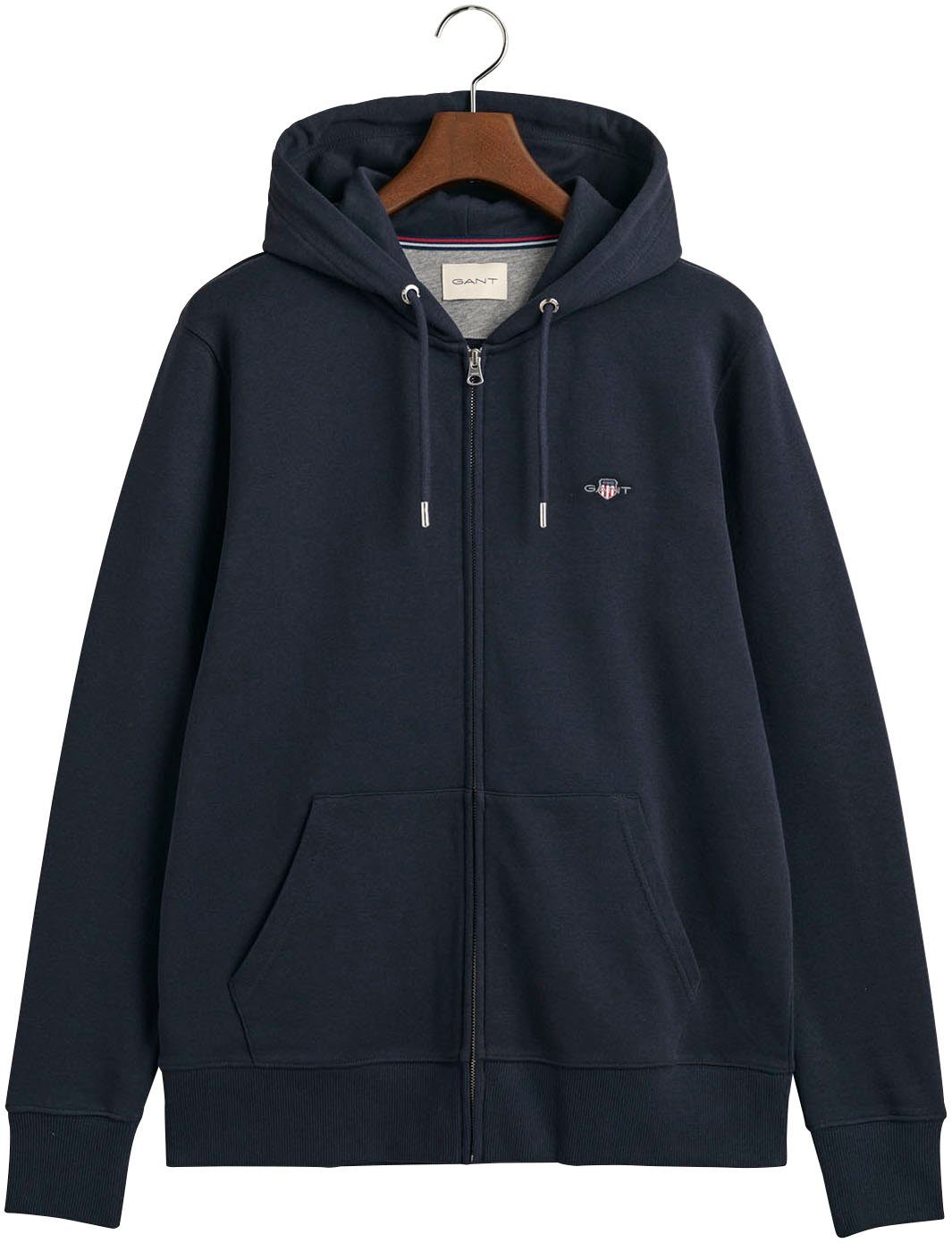 Gant Capuchonsweatvest REG SHIELD FULL ZIP HOODIE met logoborduursel op borsthoogte