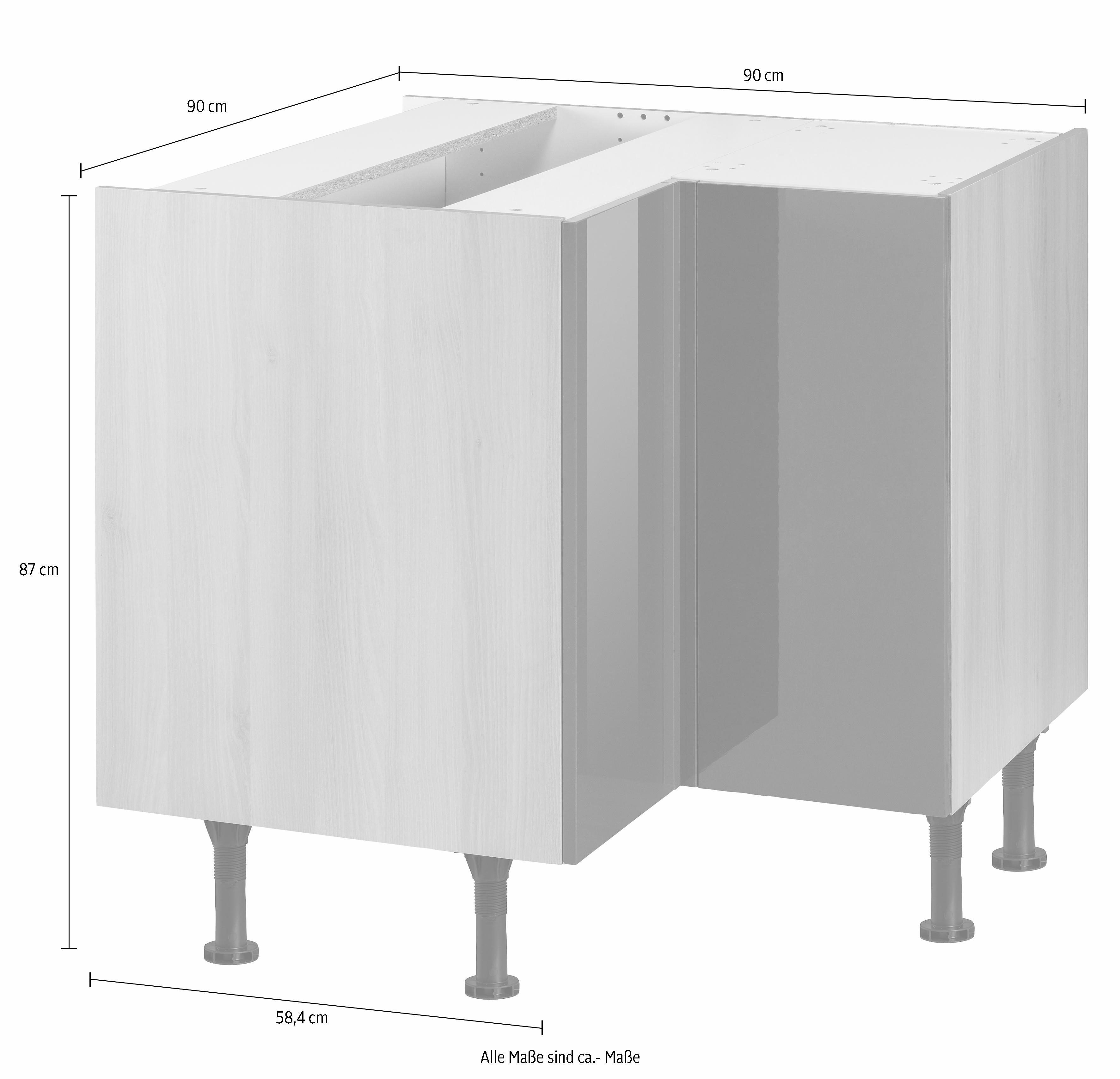 OPTIFIT Hoekonderkast Bern Breedte 90x90 cm, met deur, in hoogte verstelbare poten, met metalen greep
