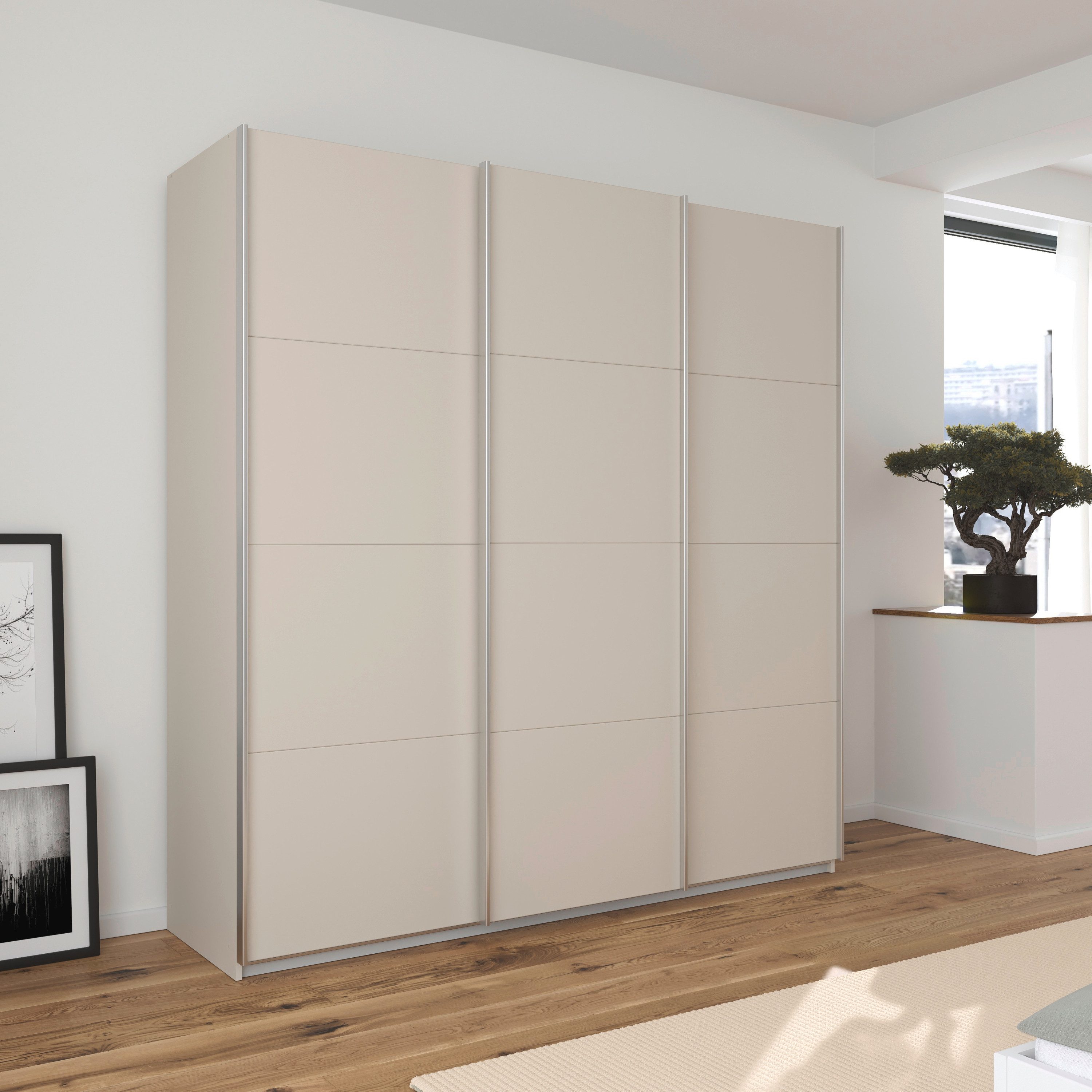 rauch Schuifdeurkast Kledingkast kast garderobe AGORDO met decor- of hoogglansfront doordachte binnenuitrusting, in 4 breedtes en 2 hoogtes made in germany