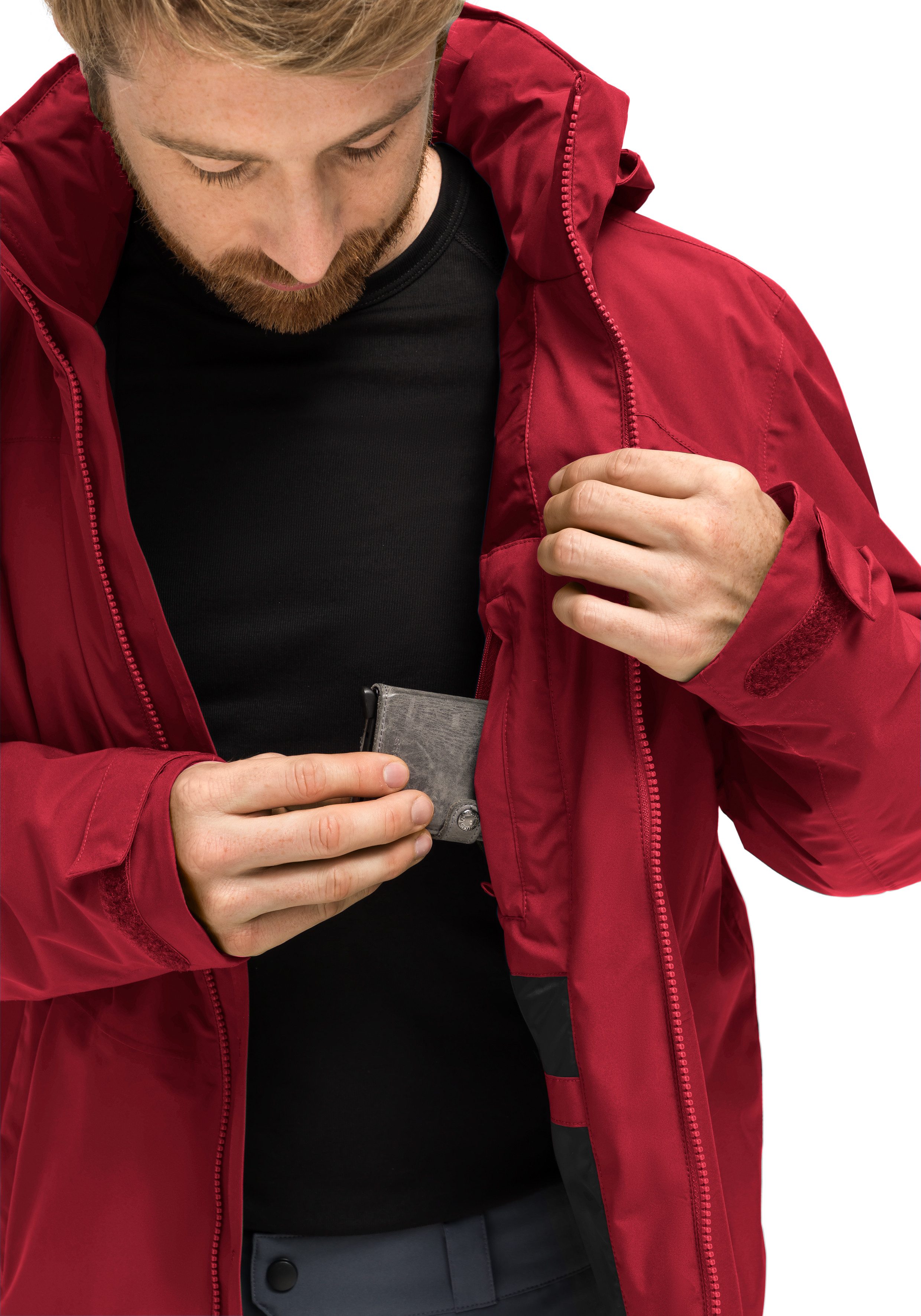 Maier Sports Outdoorjack Metor Therm Rec M Heren wandeljack, ademend en waterdicht, gewatteerde regenjack met capuchon