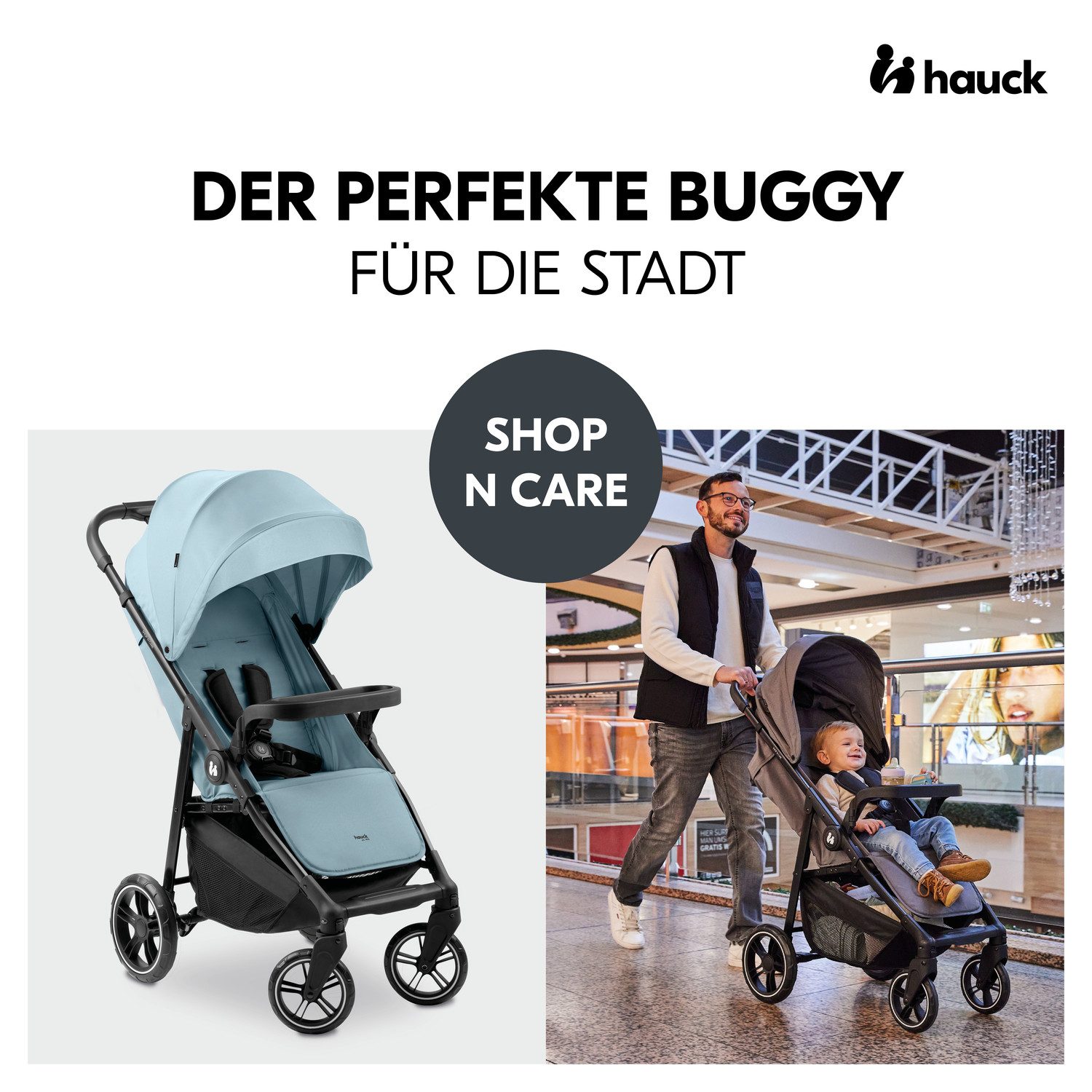 Hauck Kinder-buggy Shop N Care, Dusty Blue tot 22 kg belastbaar, compatibel met babyschaal