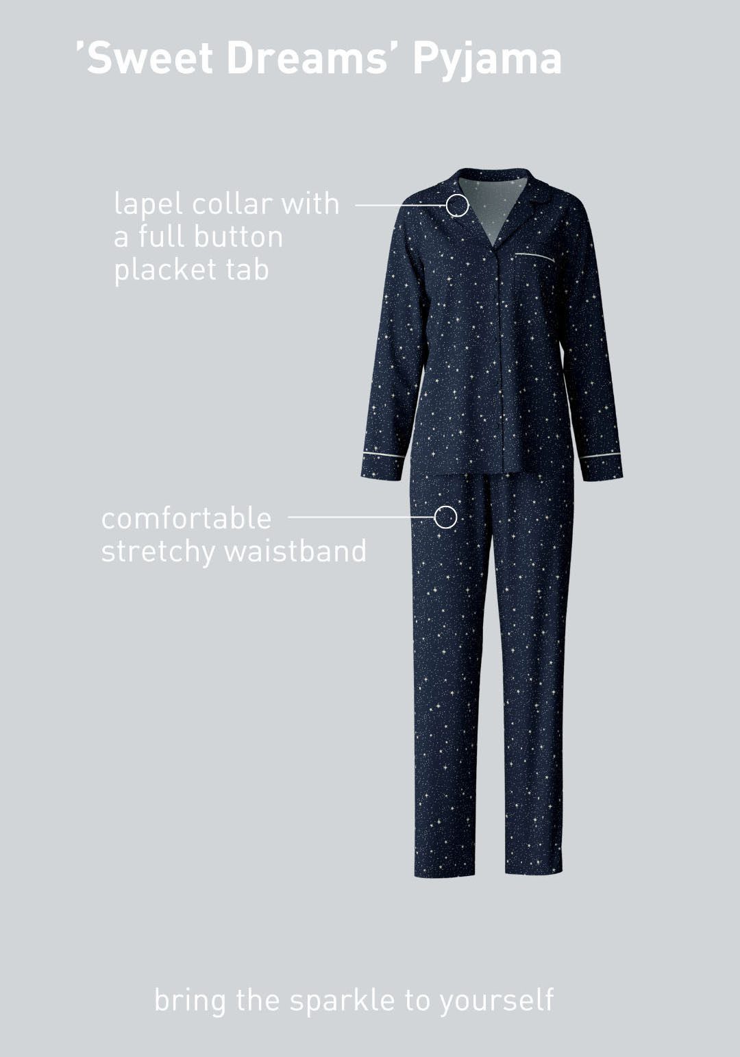 CALIDA Pyjama Sweet Dreams met reverskraag en doorlopende knoopsluiting (2-delig)