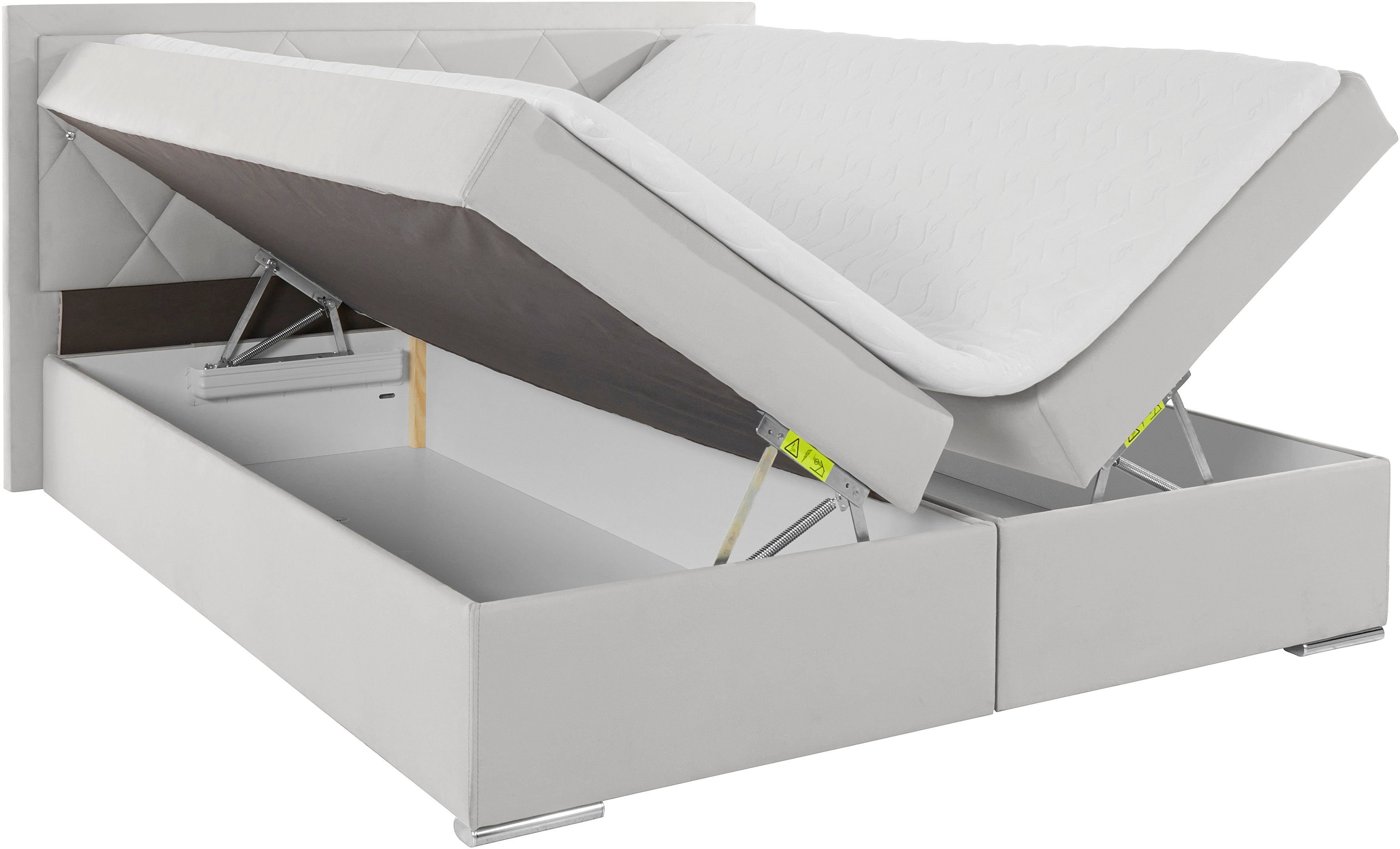 Leonique Boxspring Alfie, bestseller, optioneel met bedlade met strassteentjes in het hoofdbord, h2, h3 en h4 ter keuze
