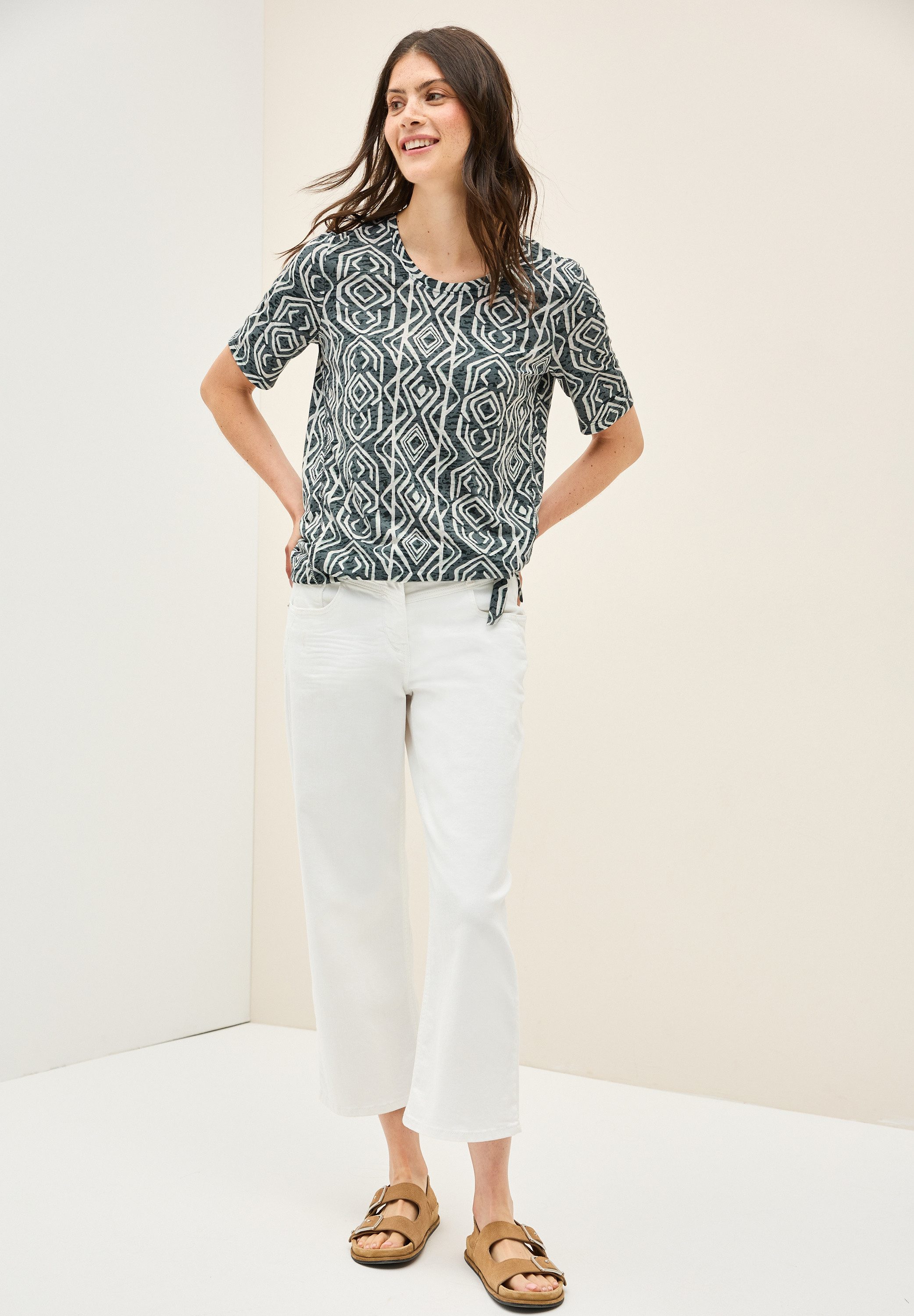 Cecil T-shirt in etskant-look