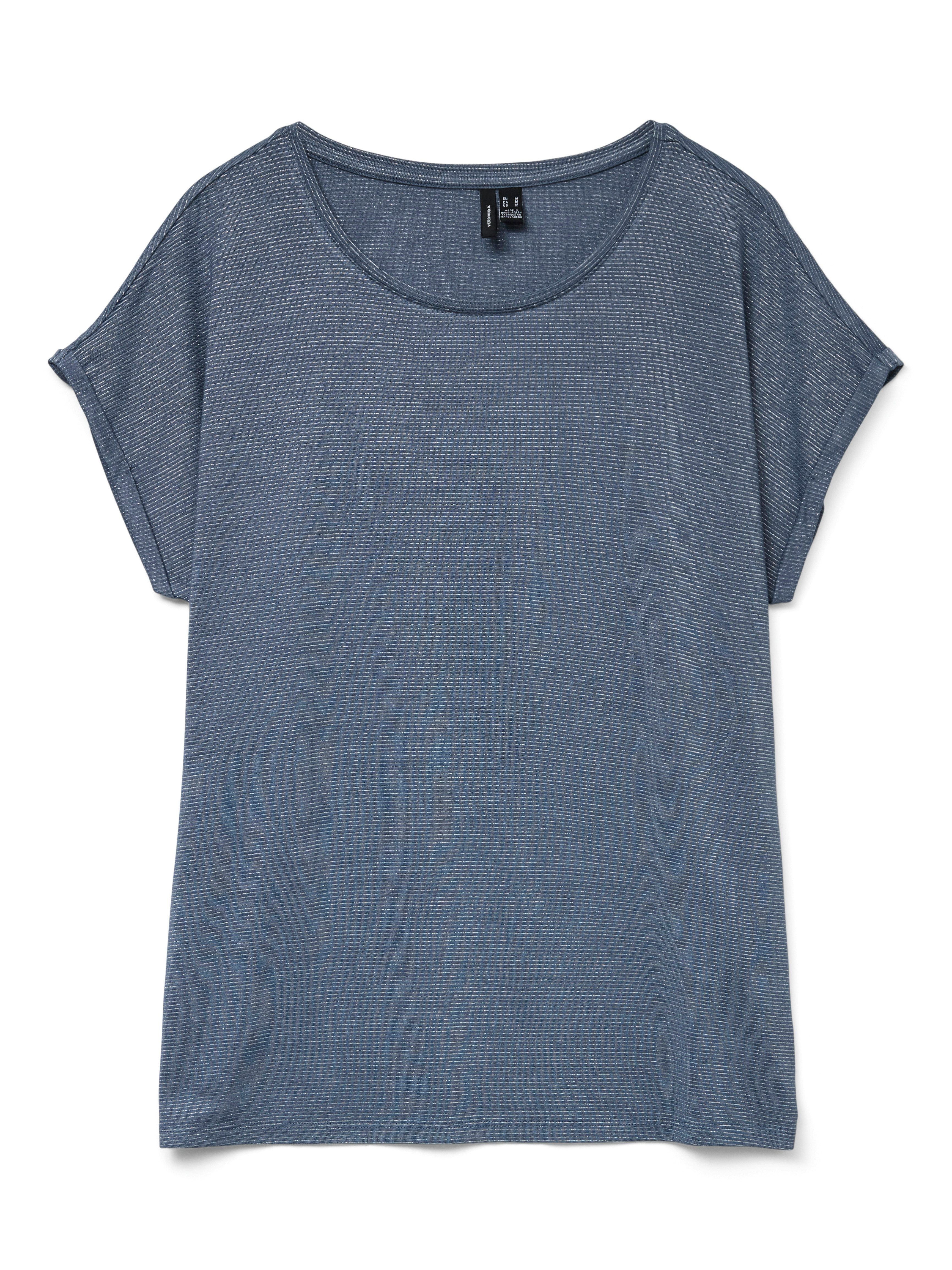 Vero Moda Shirt met ronde hals VMLAVA PLAIN SS TOP LUREX STRIPE