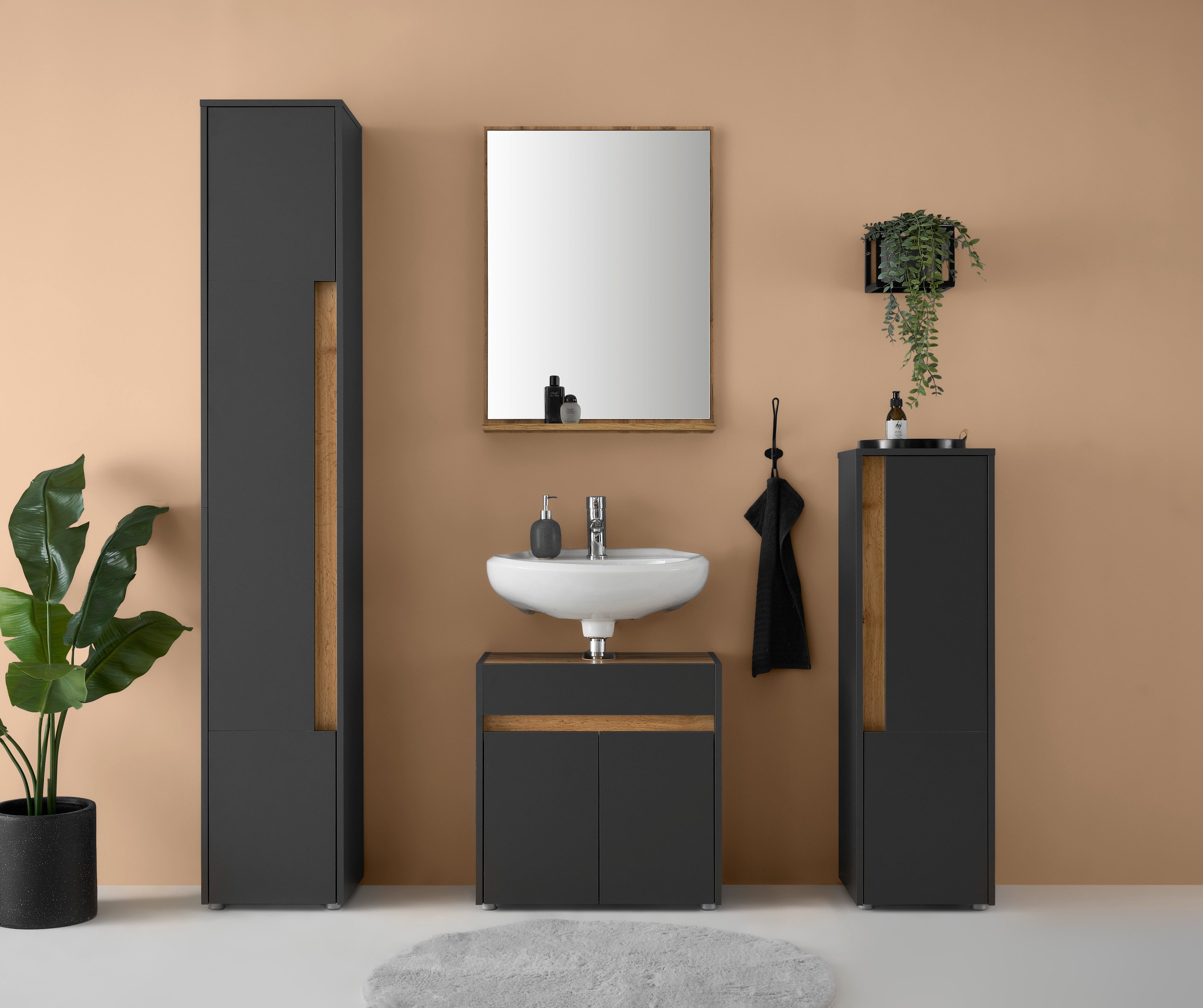 INOSIGN Badmeubelset CITY/ GIRON, badkamer in tijdloos ontwerp, 4-delige badkamer Badkasten en spiegels, in twee kleuren beschikbaar, veel