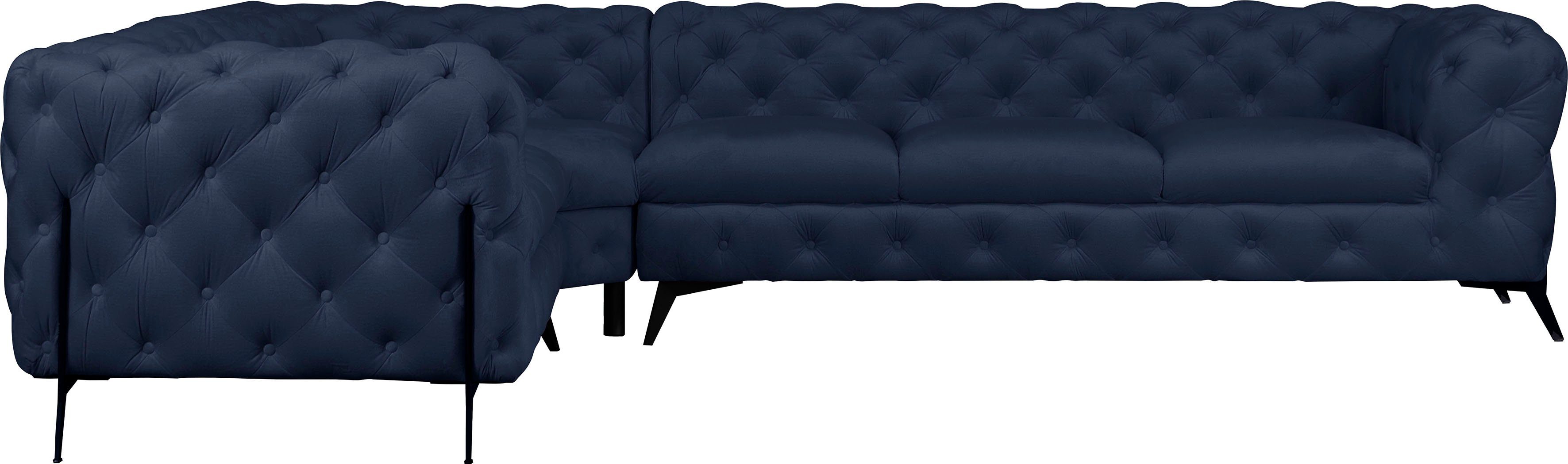 Leonique Chesterfield-bank Amaury L-vorm grote hoekbank, chesterfield-look, breedte 323 cm, kleur van de poten ter keuze