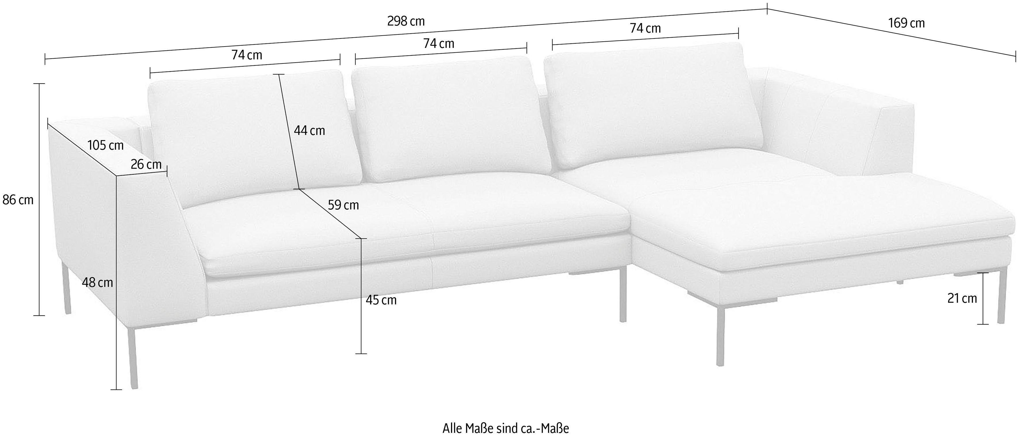 FLEXLUX Hoekbank Loano, geweldige zitcomfort, L-vorm moderne zitbank, vrijstaand, losse kussens, koudschuim in de zitting