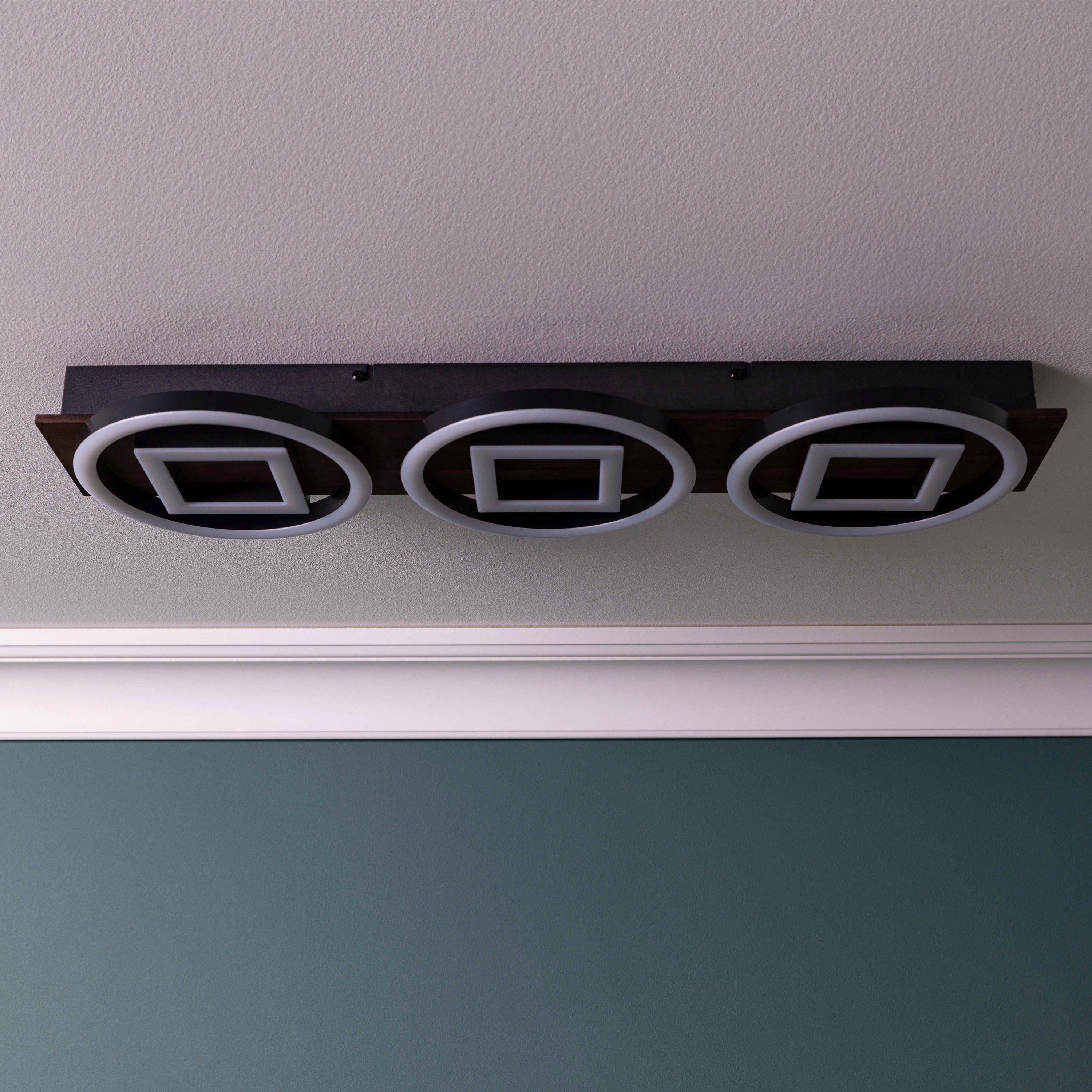 Brilliant Leuchten Led-plafondlamp Maureen LED plafondlamp, 67x20 cm, 3500 lm, 3000 K, dimbaar, zwart mat (1 stuk)