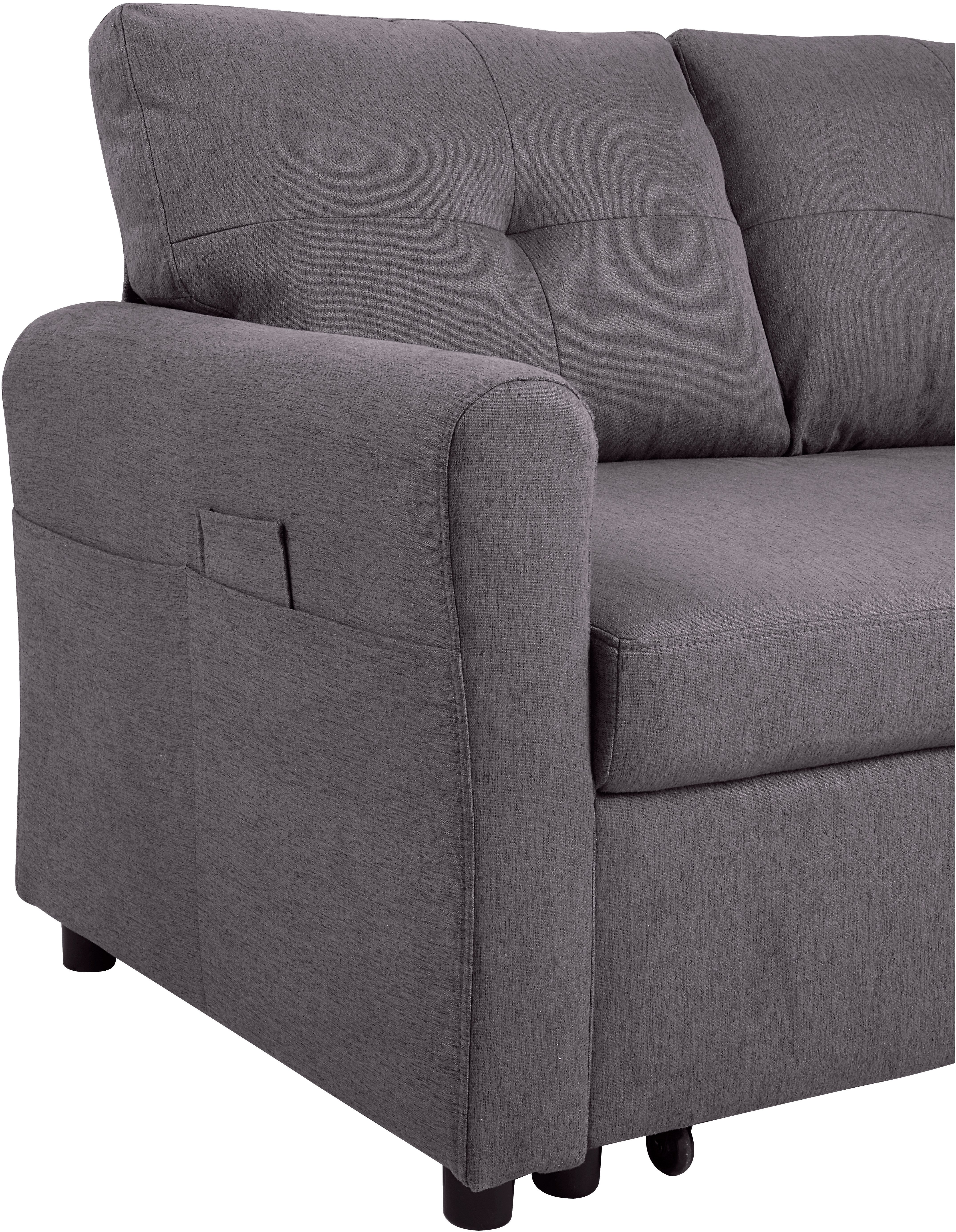 ATLANTIC home collection Hoekbank Gustavo L-vorm met slaapfunctie, opbergruimte & zijzakken