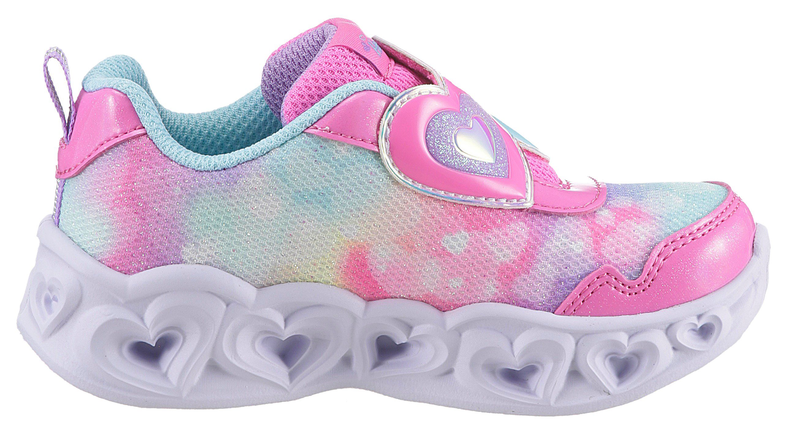 Skechers Kids Babyschoentjes Knipperschoen HEART LIGHTS - LOVIN REFLECTION , blink,-klittenbandschoen met hart-applicatie, maat sjabloon om te downloaden