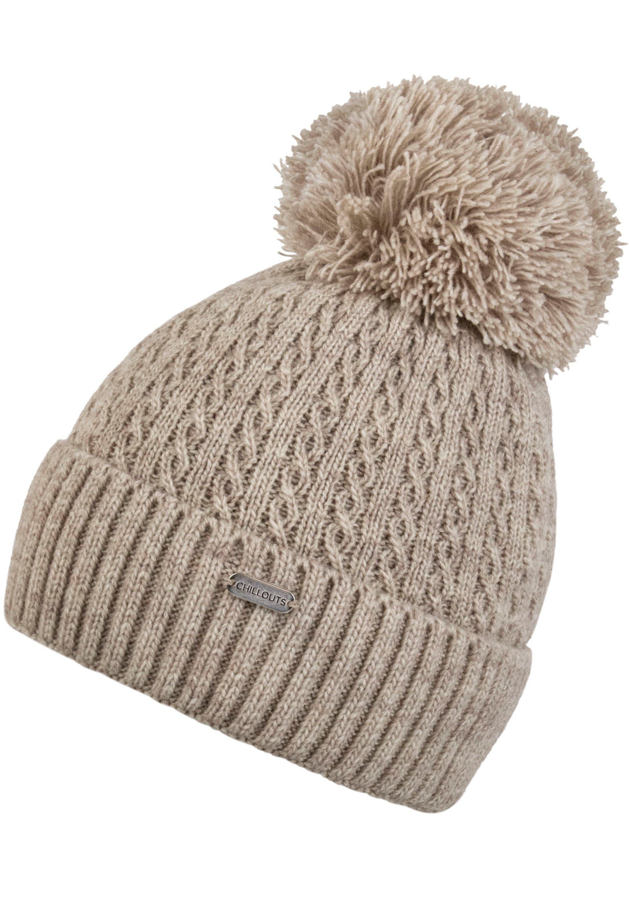 chillouts Muts met pompon Estephania Hat Fijne brei met pompom, vlechtpatroon