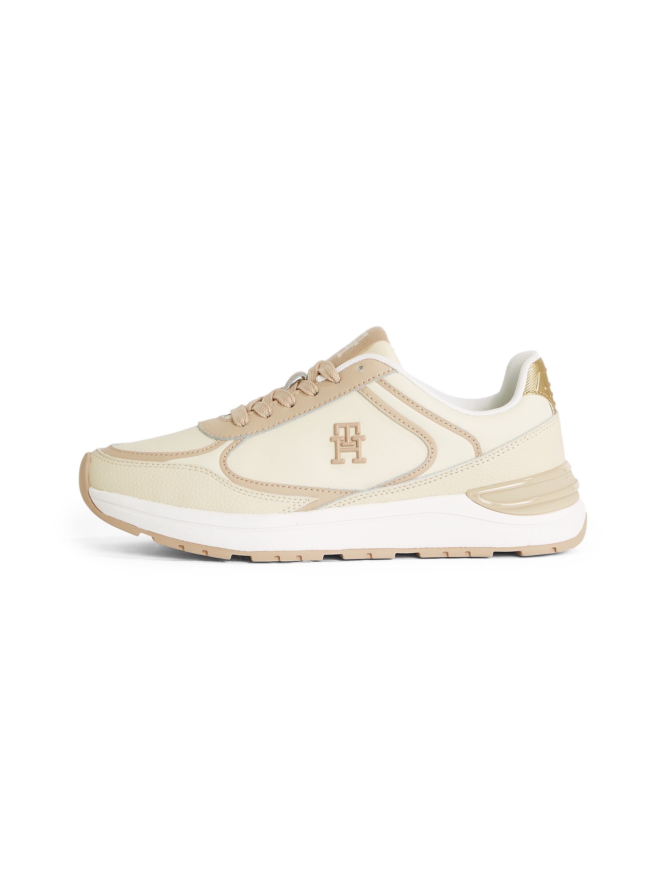 Tommy Hilfiger Sneakers met sleehak CASUAL FASHION RUNNER LTHR vrijetijdsschoen, lage schoen, veterschoen met contrast bies