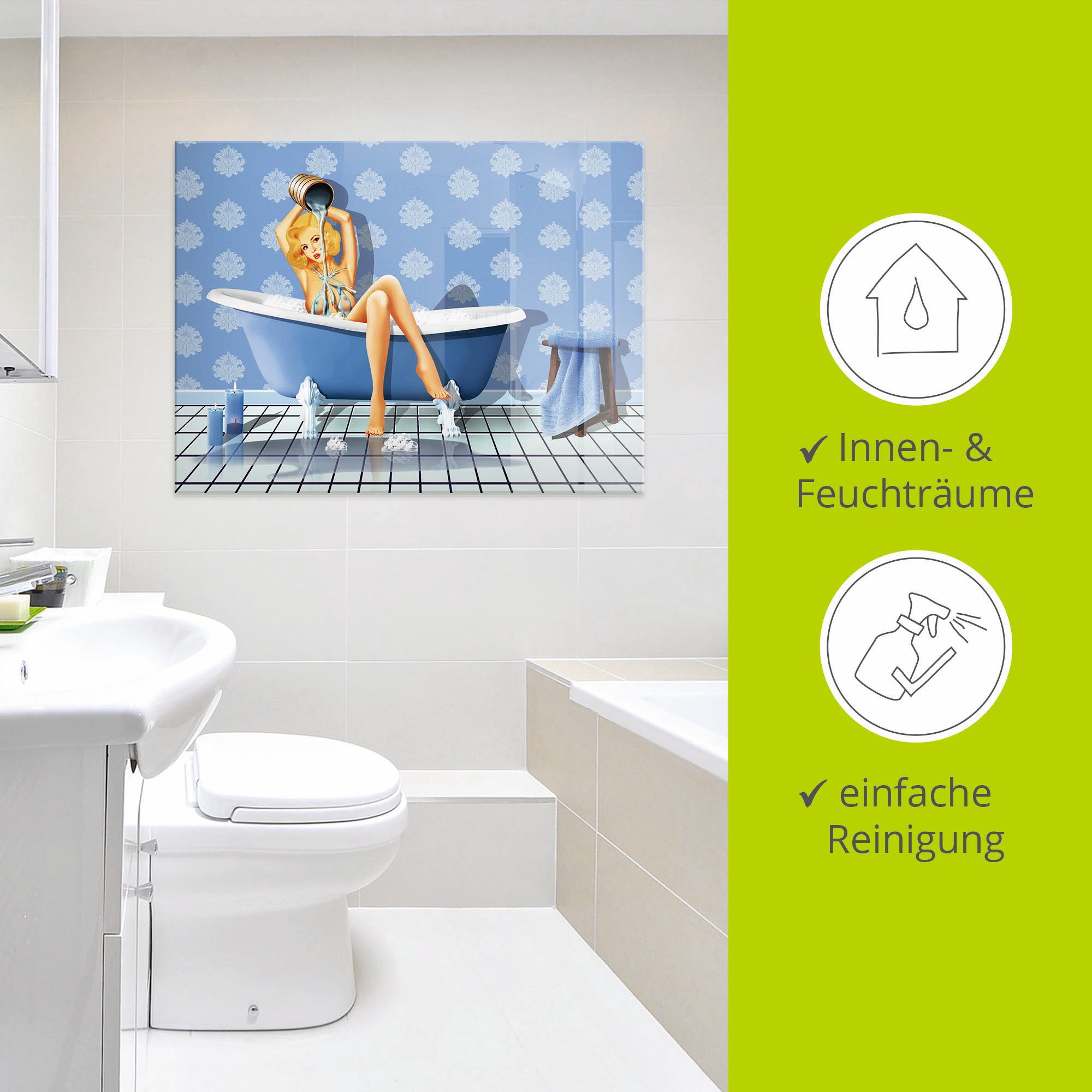 Artland Print op glas De sexy blauwe badkamer