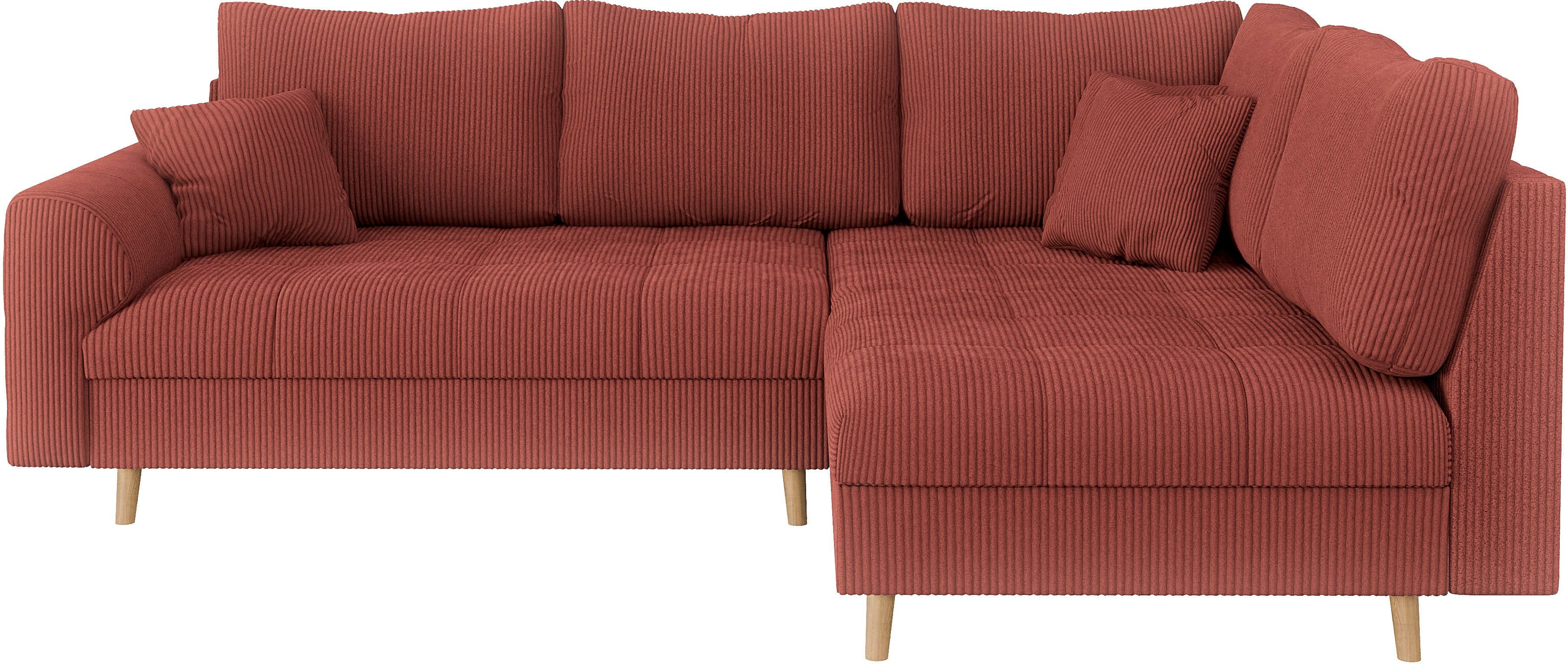 Home affaire Hoekbank CHARRE L-vorm met ottomane, afmetingen B/D/H: 231/161/81 cm fijne stiksels, losse rug- en sierkussens, ook in cord en bouclé