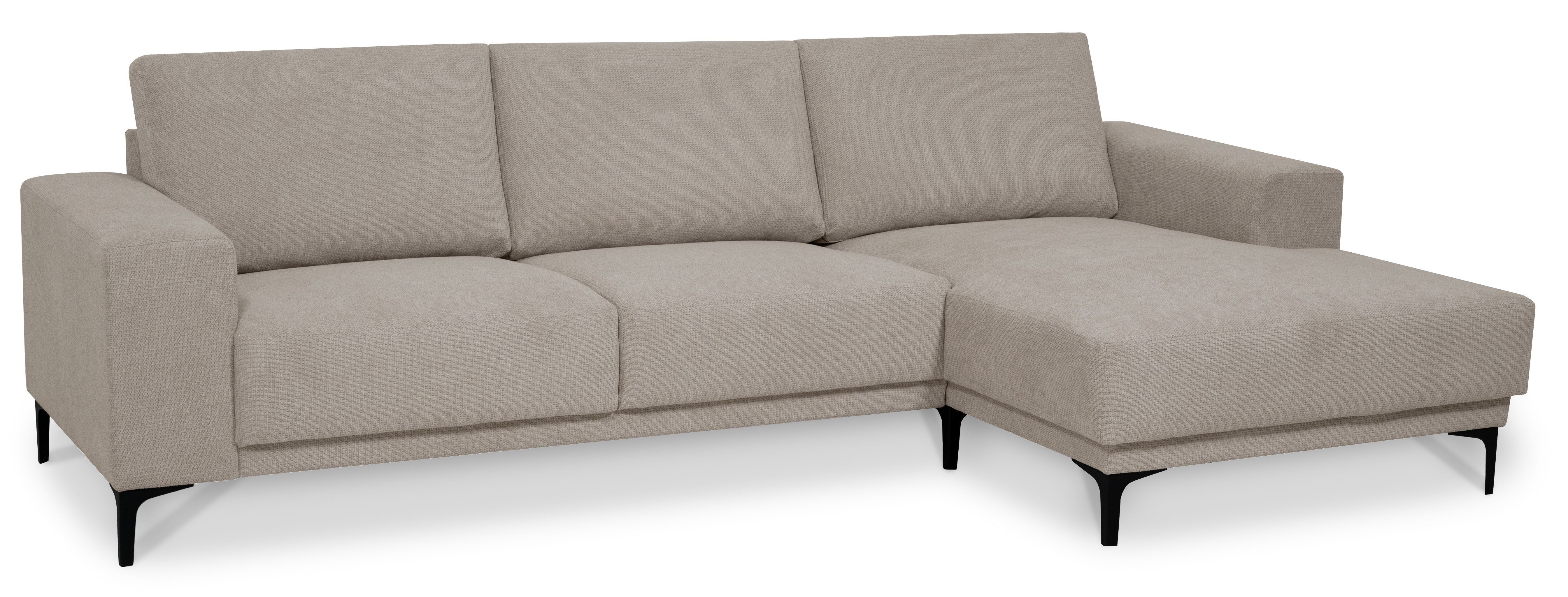 Places of Style Hoekbank Xander, L-model, Breedte 280 cm, soft-touch chenille, zwarte metalen voeten