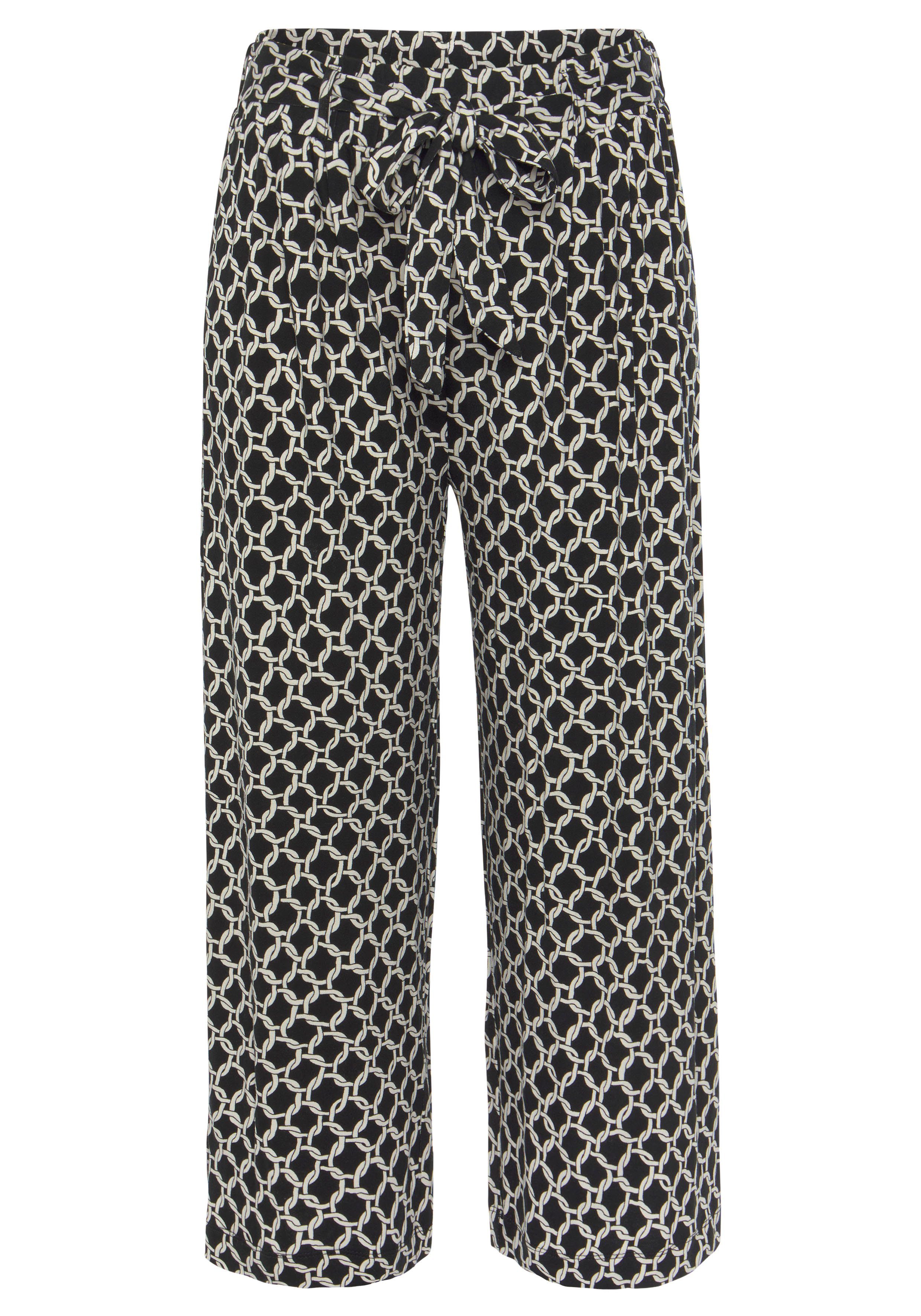 Lascana Culotte met all-over print, 7/8 broek, jersey broek (Met een bindceintuur)