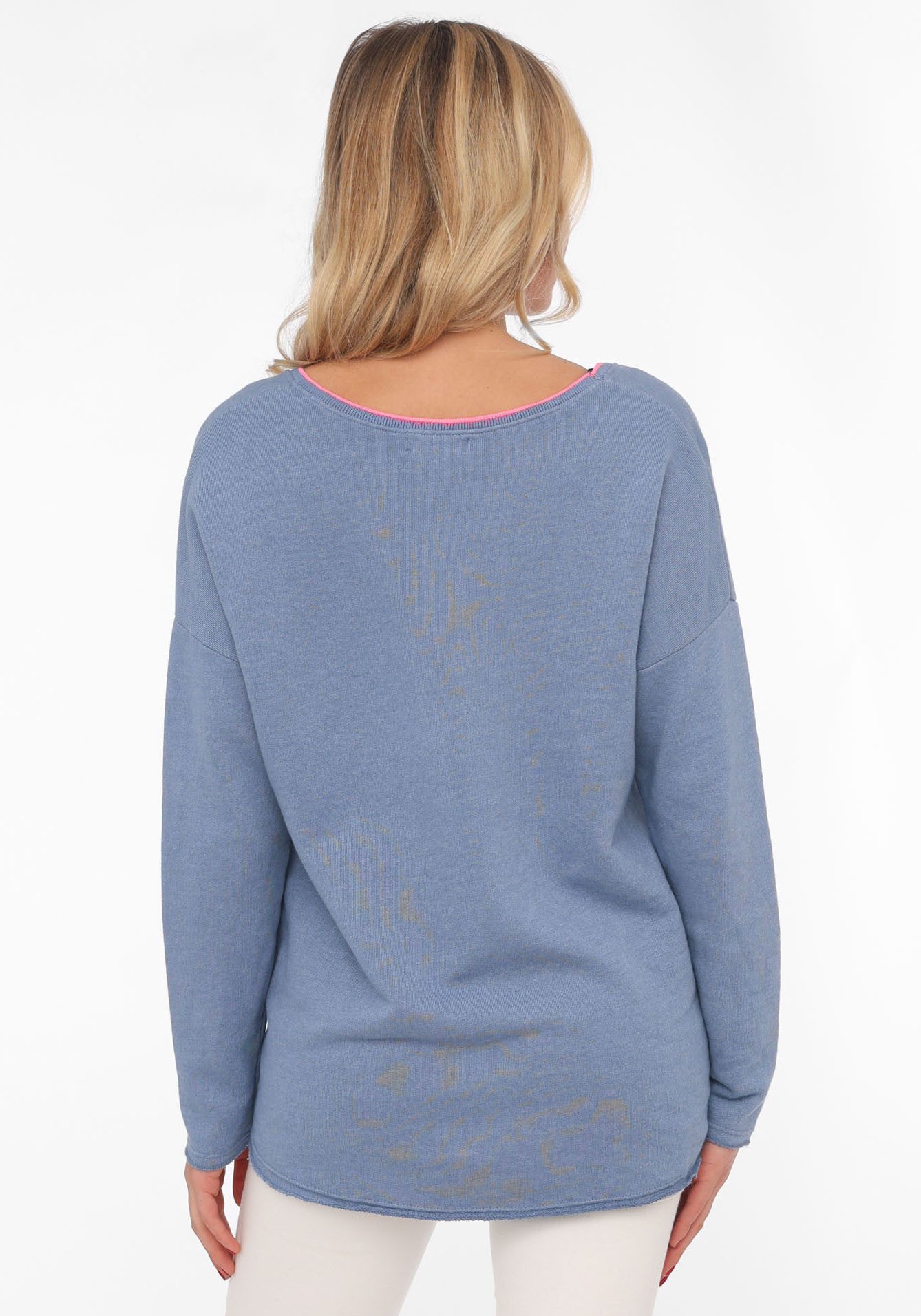 Zwillingsherz Sweatshirt Positive Mind met contrastnaad in neonkleur