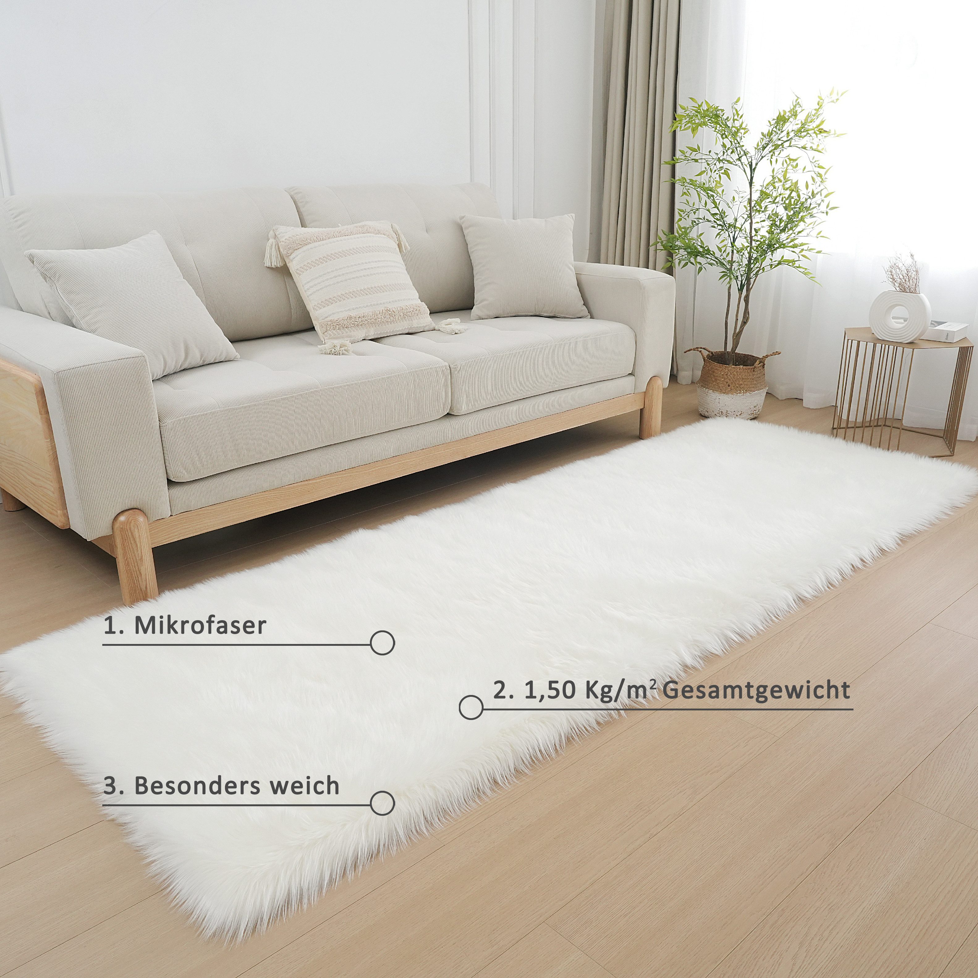 my home Vachtvloerkleed Dena, hoogpolige tapijten Imitatiebont, zacht, unikleuren, woonkamer, slaapkamer, eetkamer