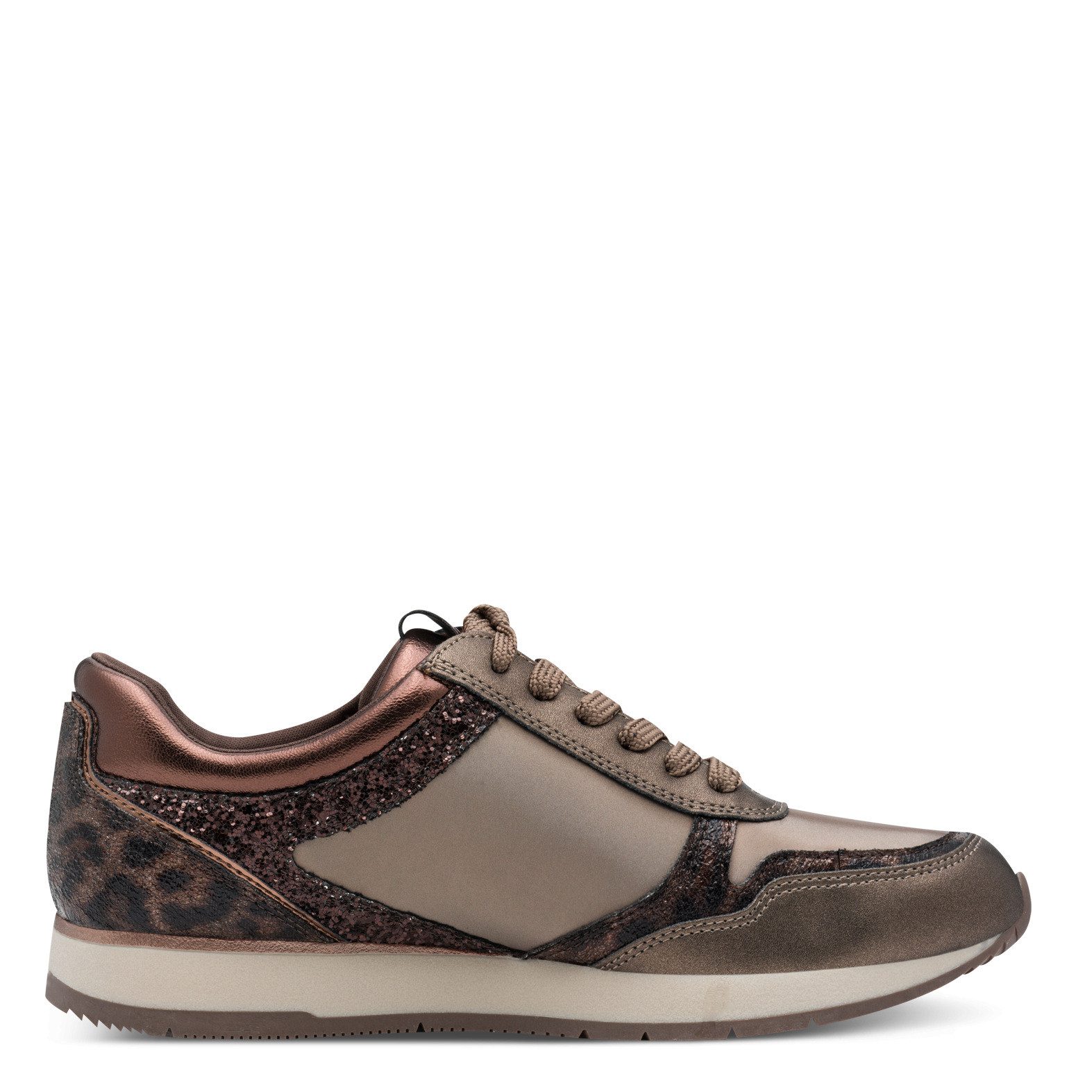 Tamaris Plateausneakers vrijetijdsschoen, lage schoen, veterschoen met subtiele metallic-details