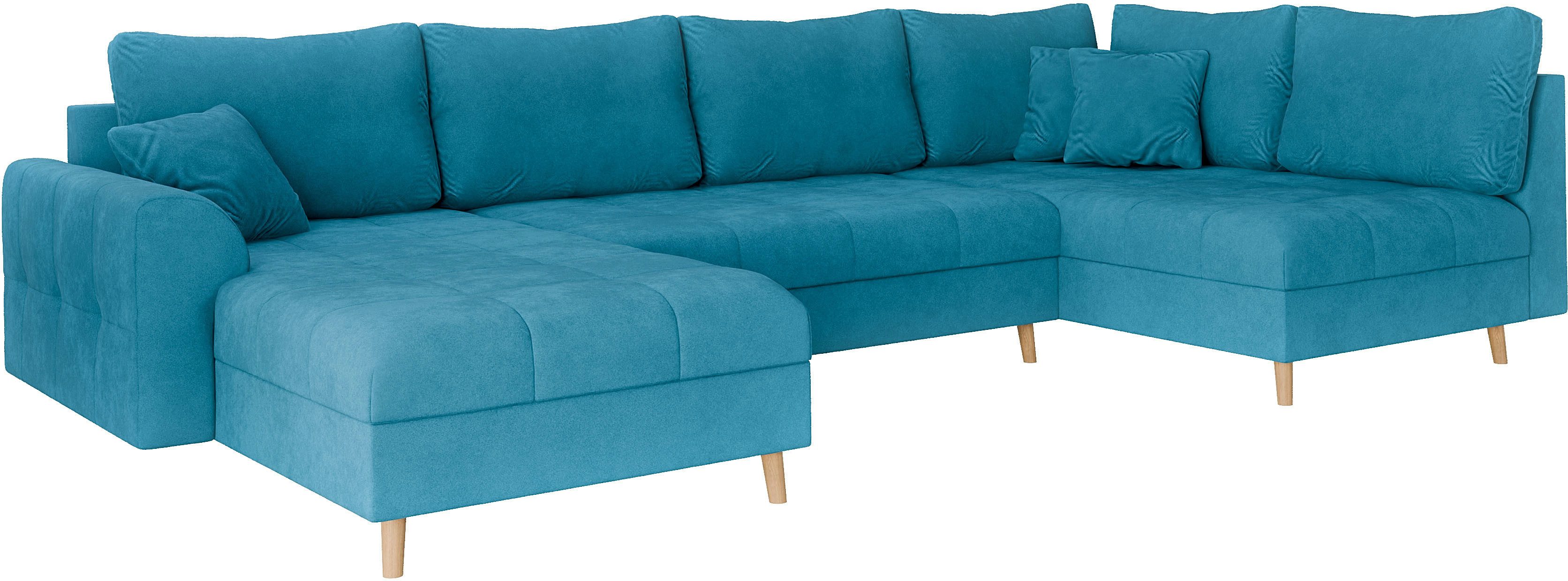Home affaire Zithoek CHARRE U-vorm met ottomane, afmetingen B/D/H: 310/161/81 cm fijne stiksels, losse rug- en sierkussens, ook in cord en bouclé