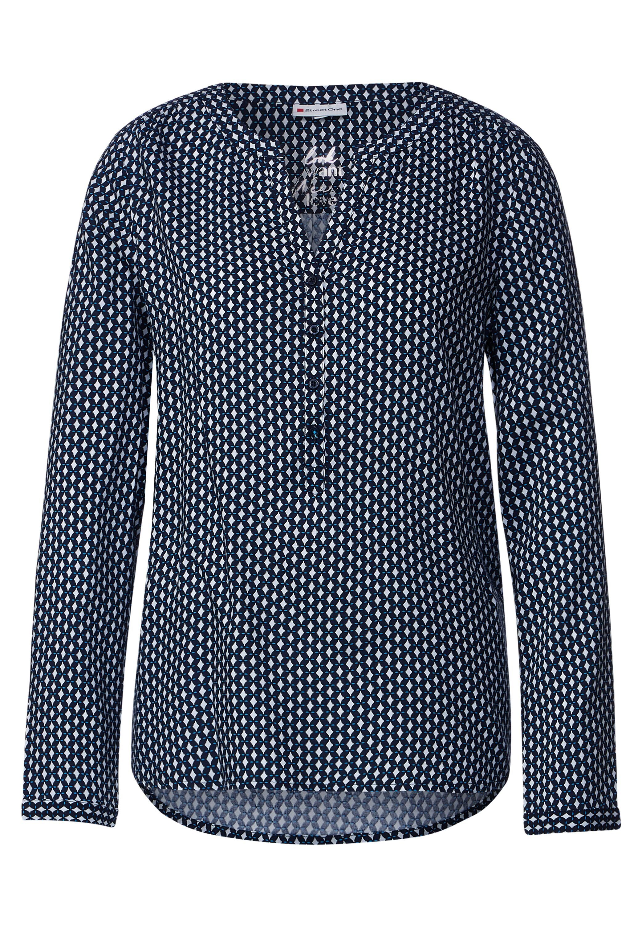 STREET ONE Blouse met lange mouwen Bamika Minimal met minimalprint en knoopsluiting