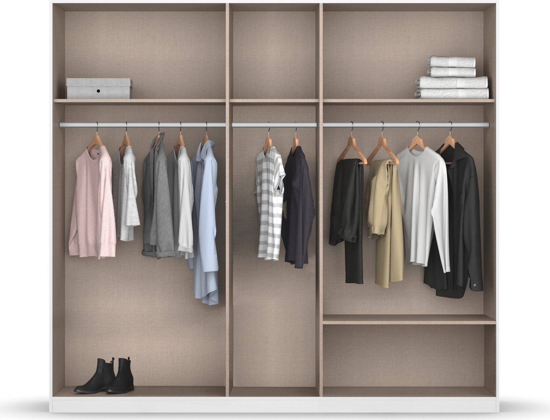rauch Draaideurkast Kledingkast kast garderobe waskast BARI met lades aan de buitenkant, moderne greep in grijs metallic made in germany