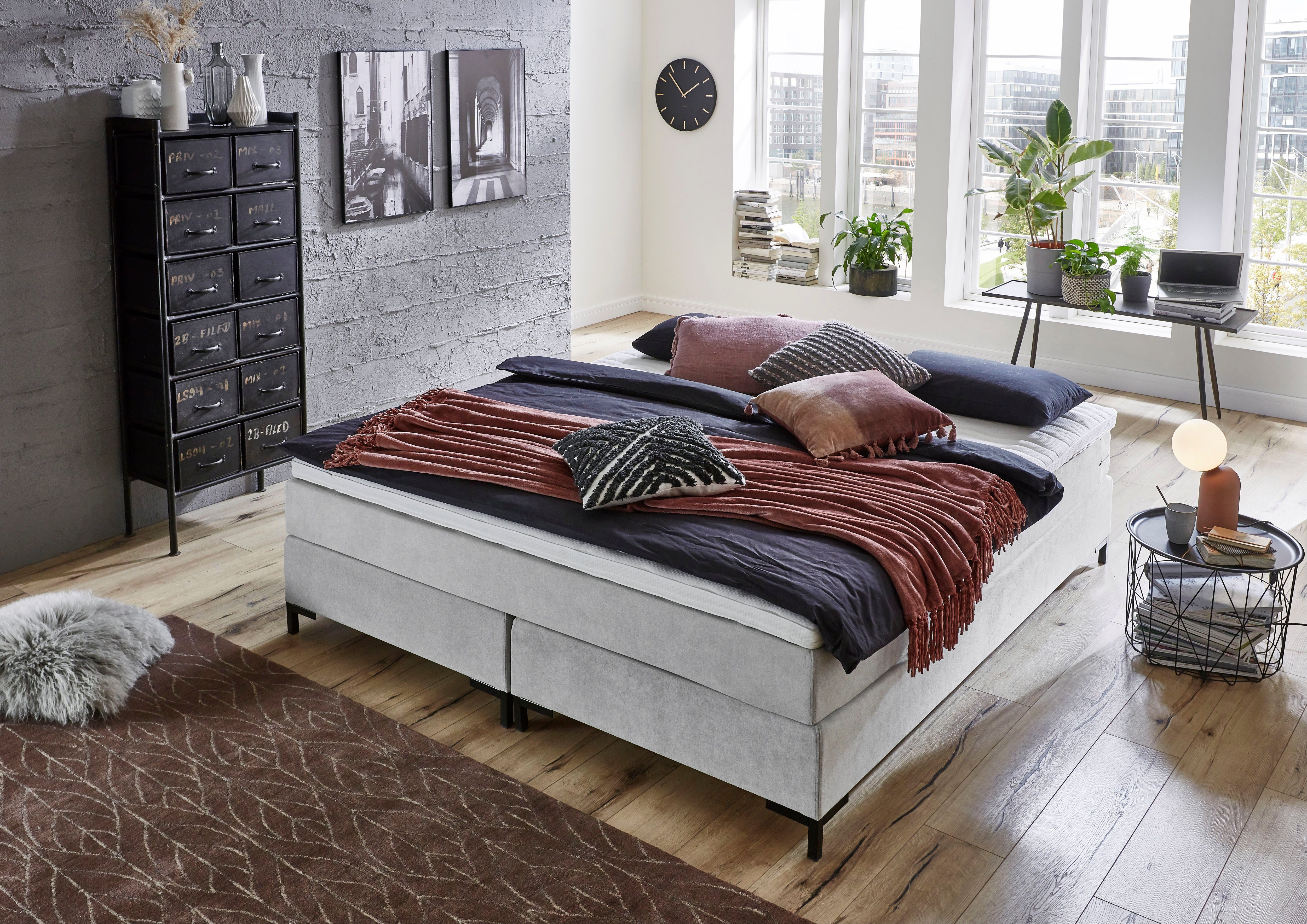 ATLANTIC home collection Boxspring Romy zonder hoofdsteun, vrij plaatsbaar boxsprings grijs