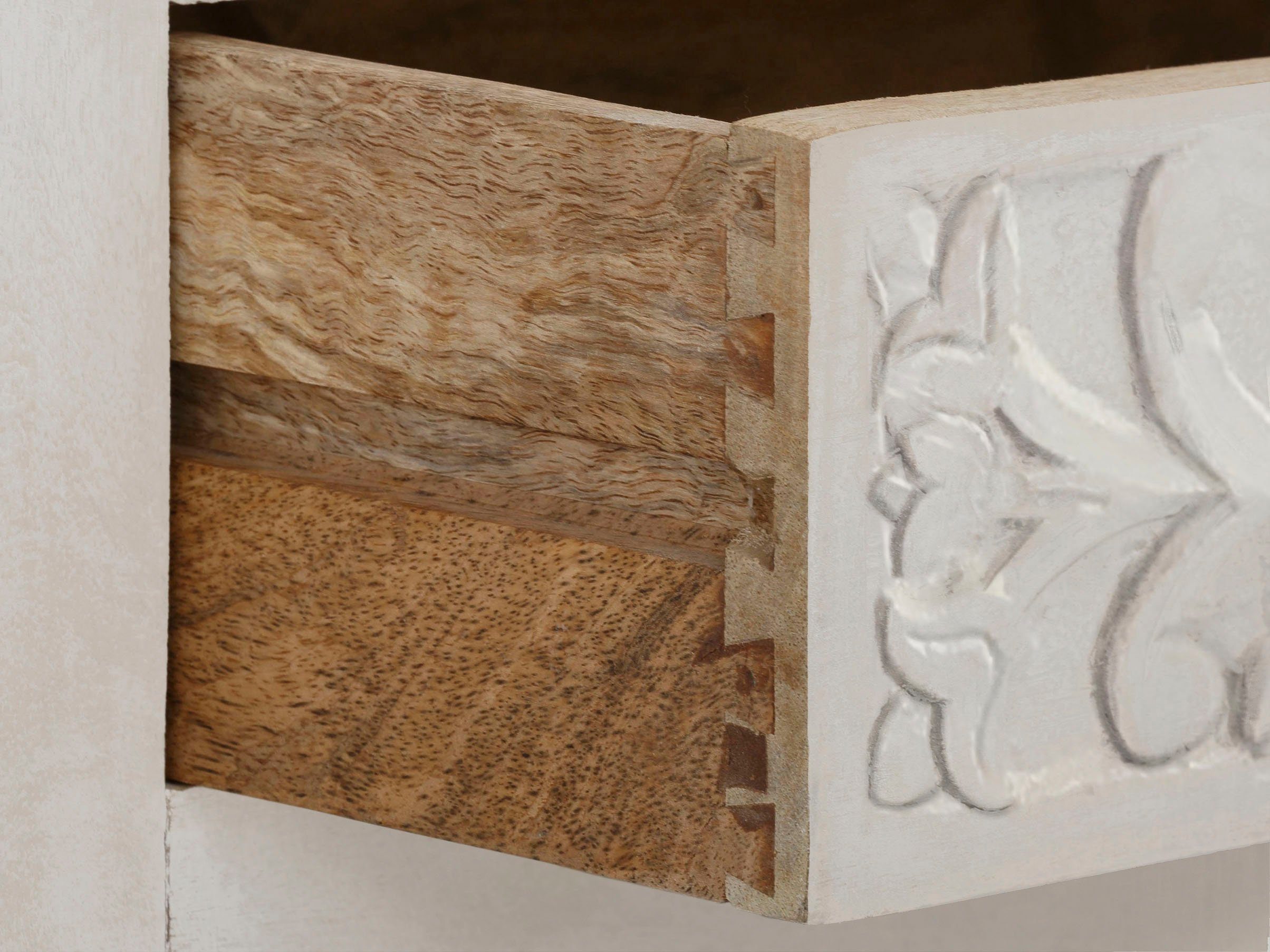 Home affaire Draaideurkast FENRIS gemakkelijk te onderhouden mangohout, met decoratief houtsnijwerk, hoogte 180 cm