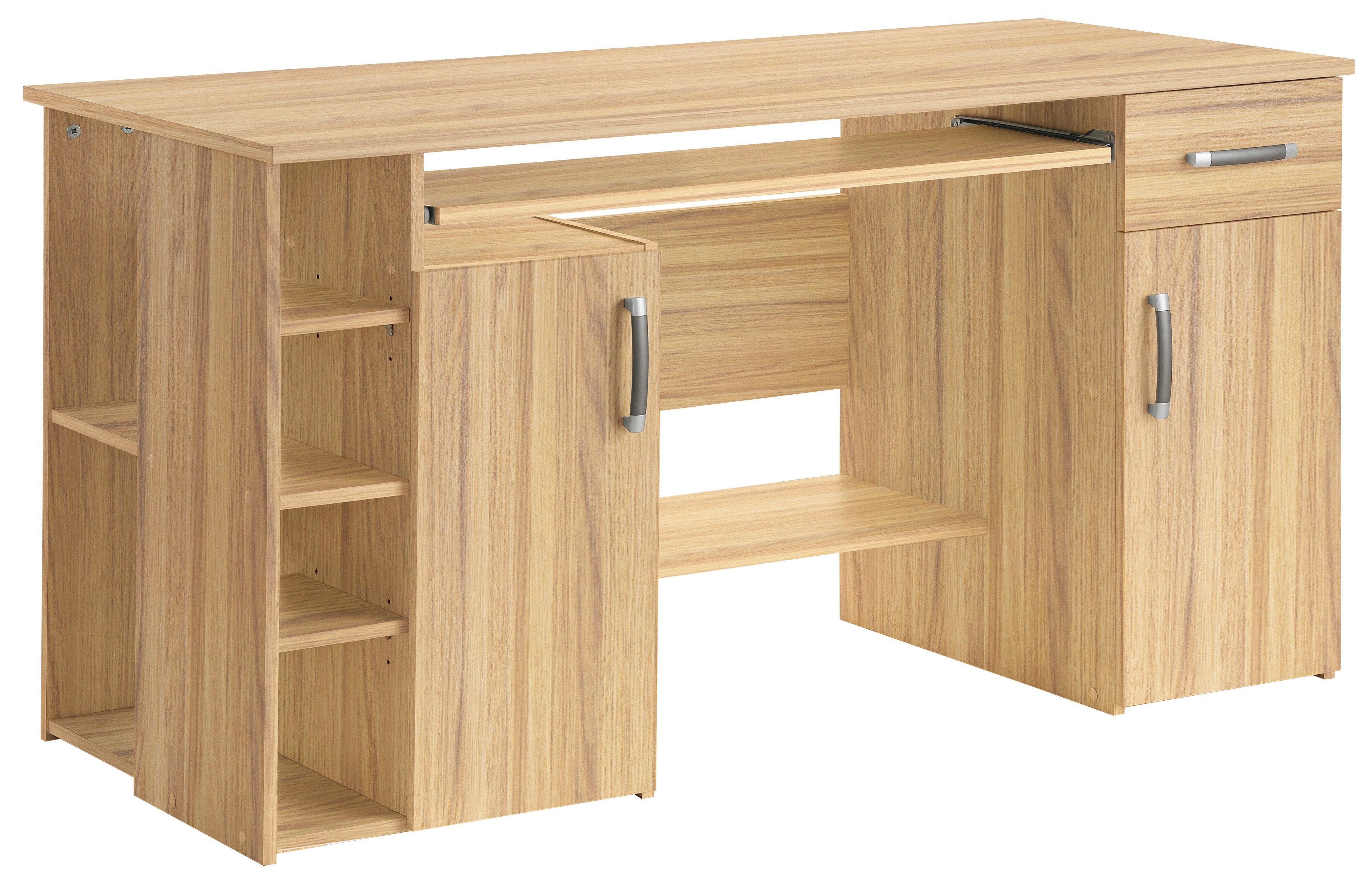 VOGL Möbelfabrik Bureau Tim met zijopen vakken & toetsenborduitrekking, Printerstandaard, 1 lade, breedte 138 cm, gemaakt in Duitsland