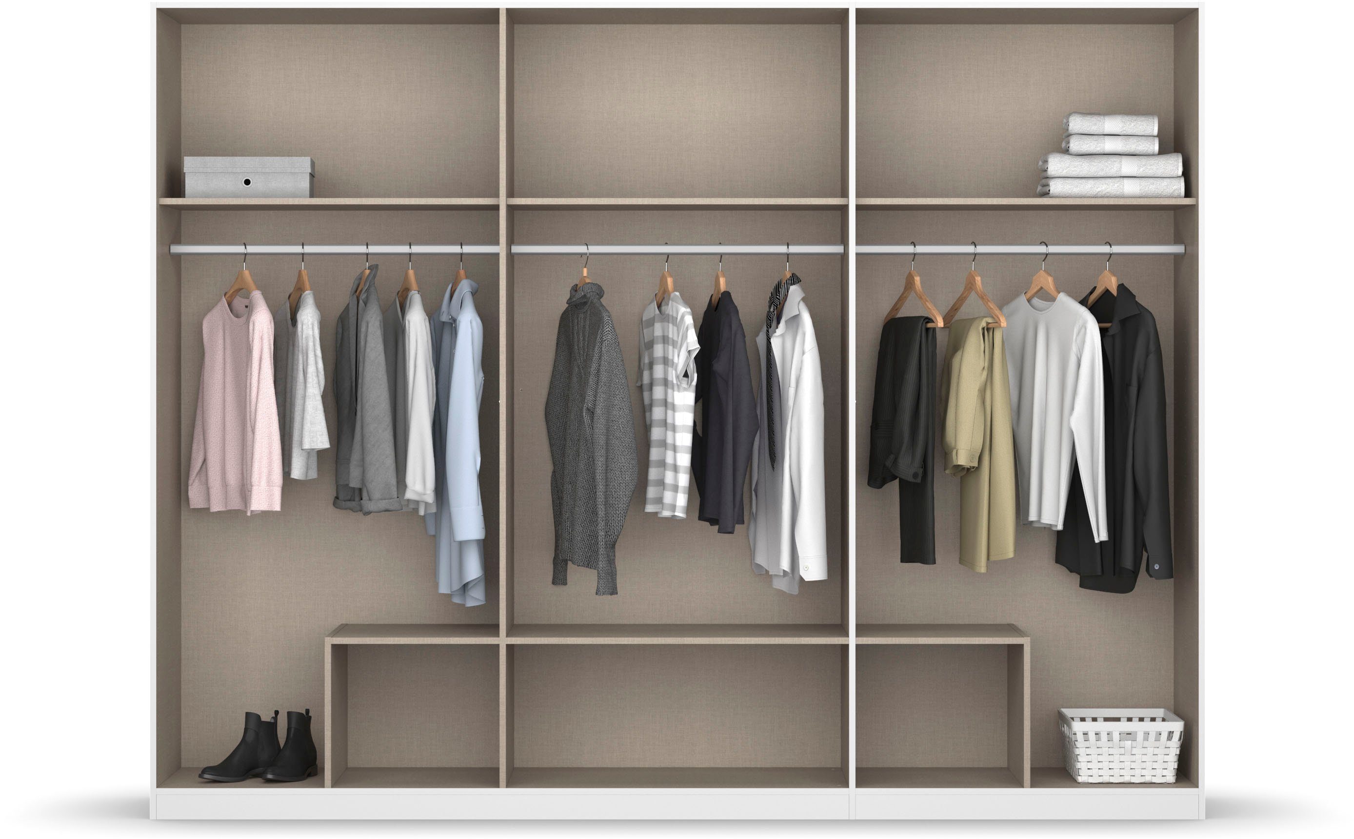 rauch Kledingkast Kast Garderobe Wasmand GAMMA in 3 Breedtes veel opbergruimte met 6 lades, met spiegel topseller made in germany