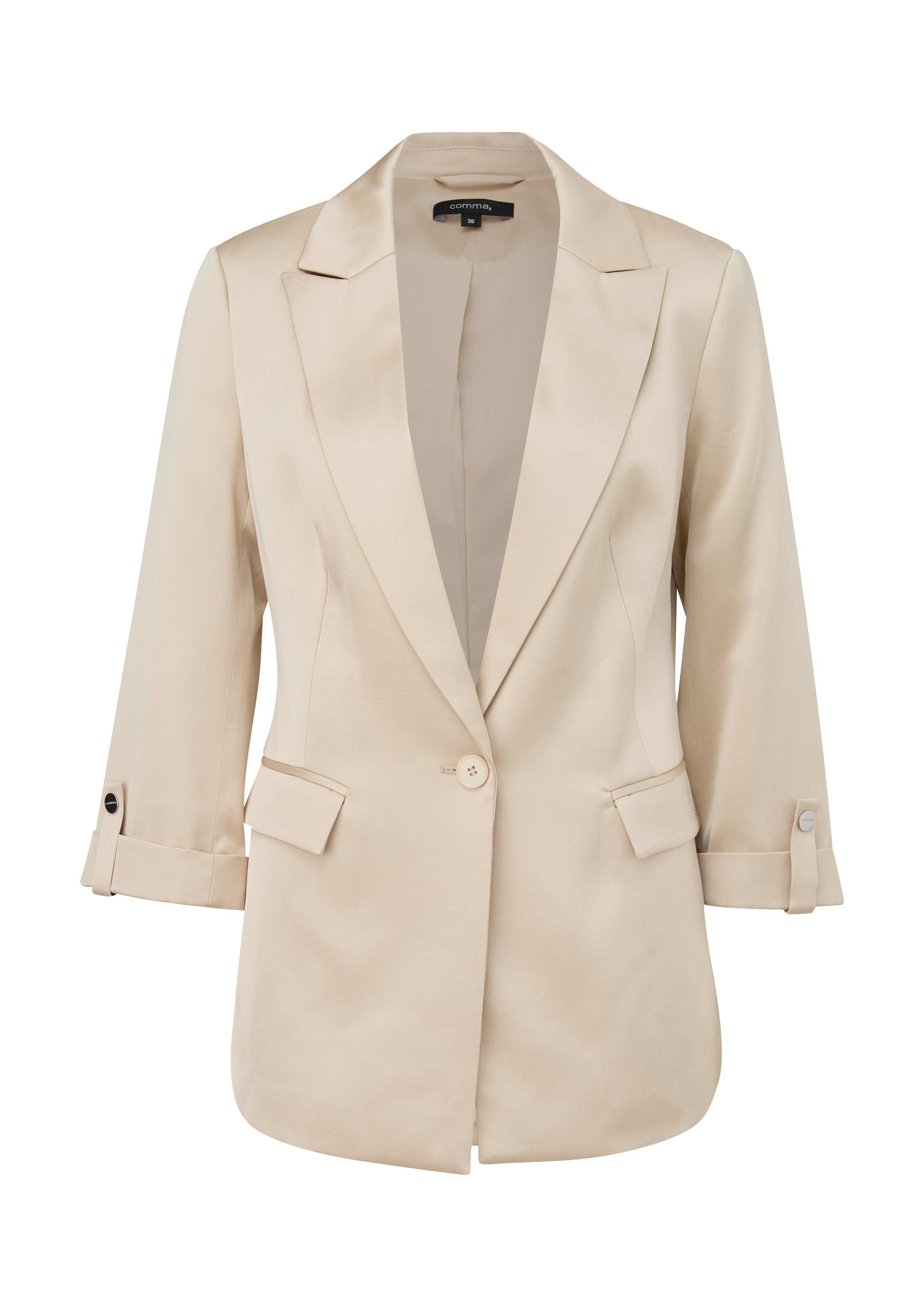 Comma Lange blazer met 3/4-mouwen